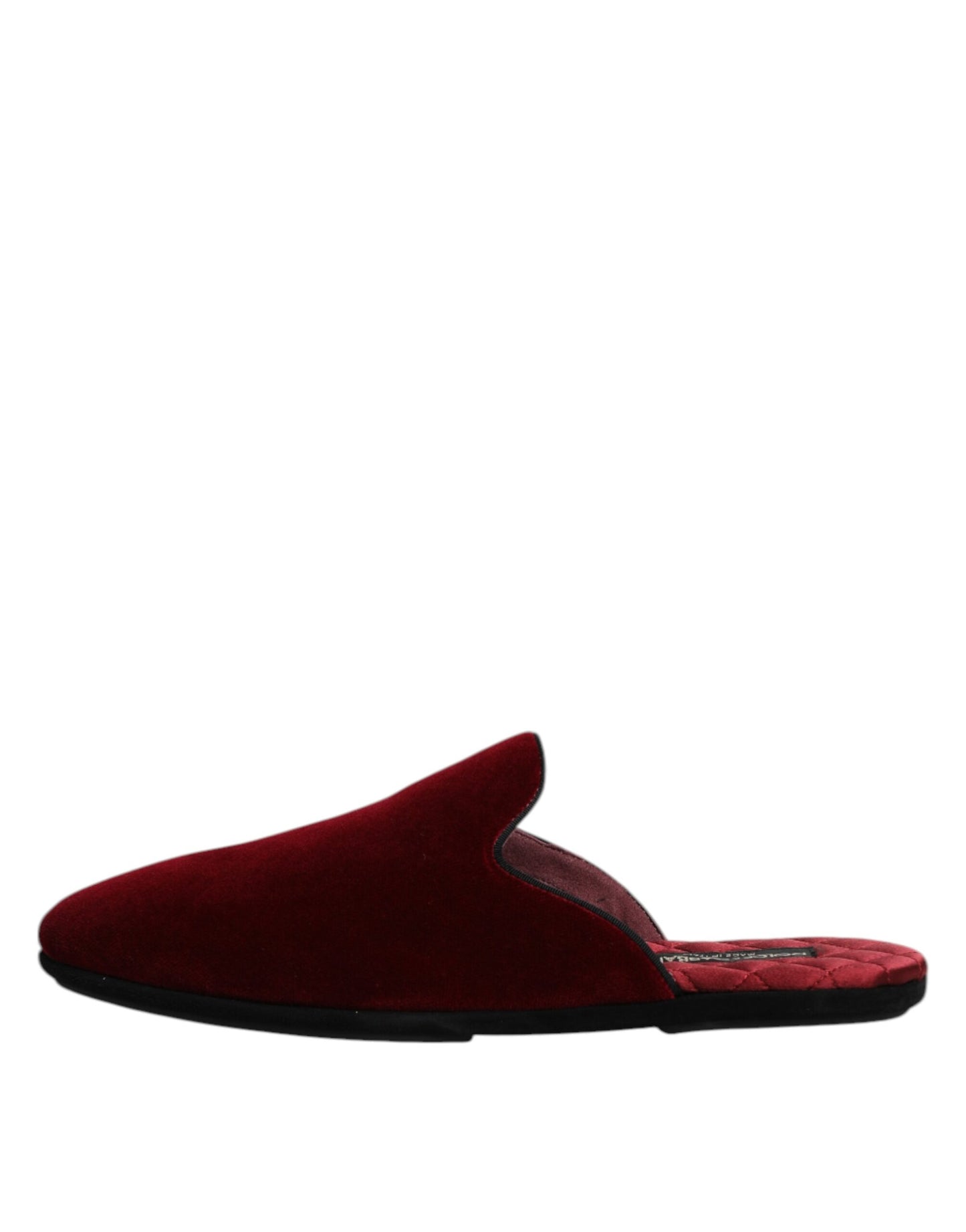 Red Viscose Velvet Slides Flat Slipper Shoes