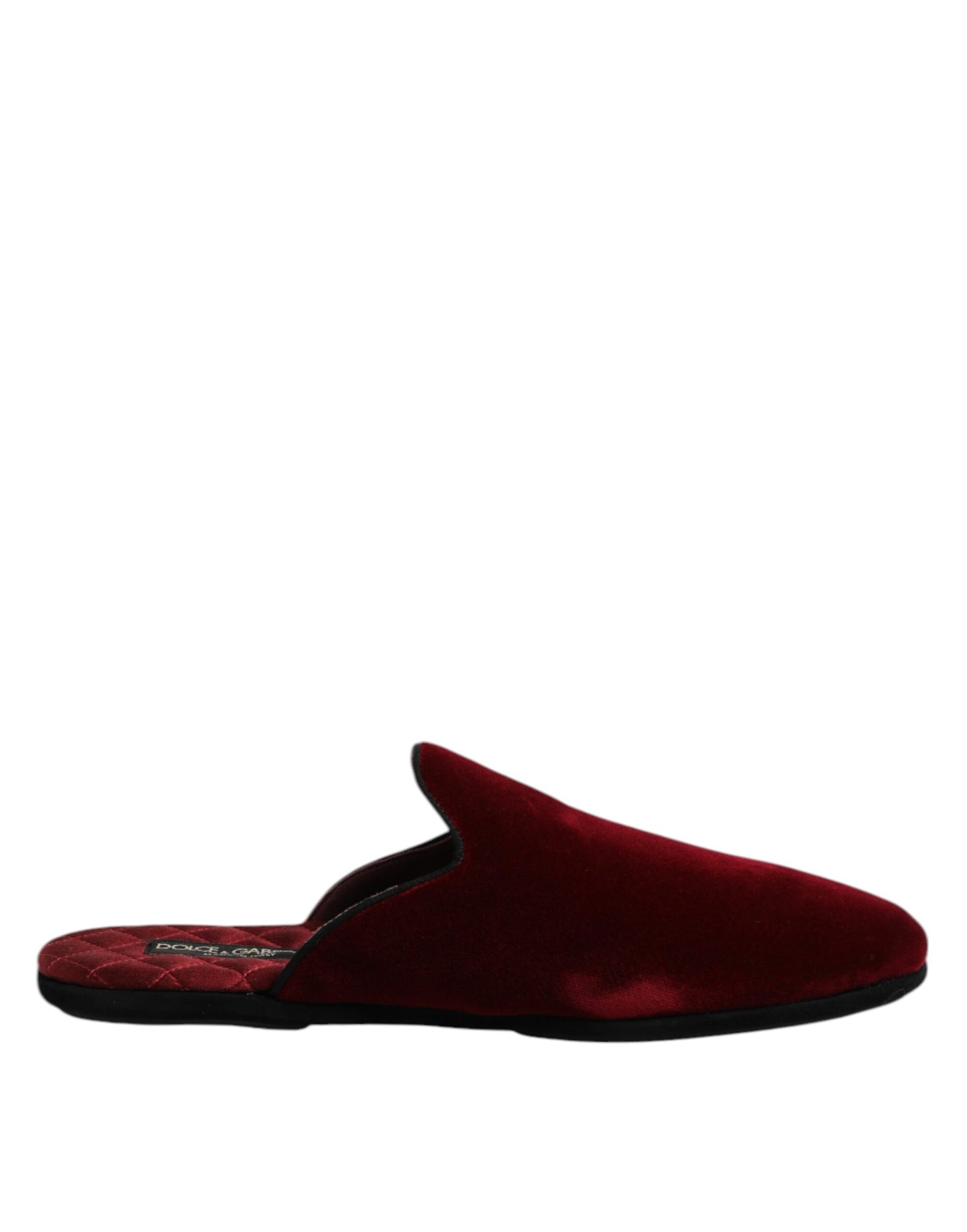 Red Viscose Velvet Slides Flat Slipper Shoes