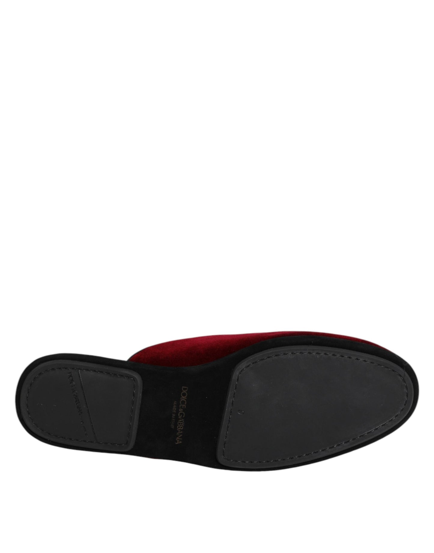 Red Viscose Velvet Slides Flat Slipper Shoes