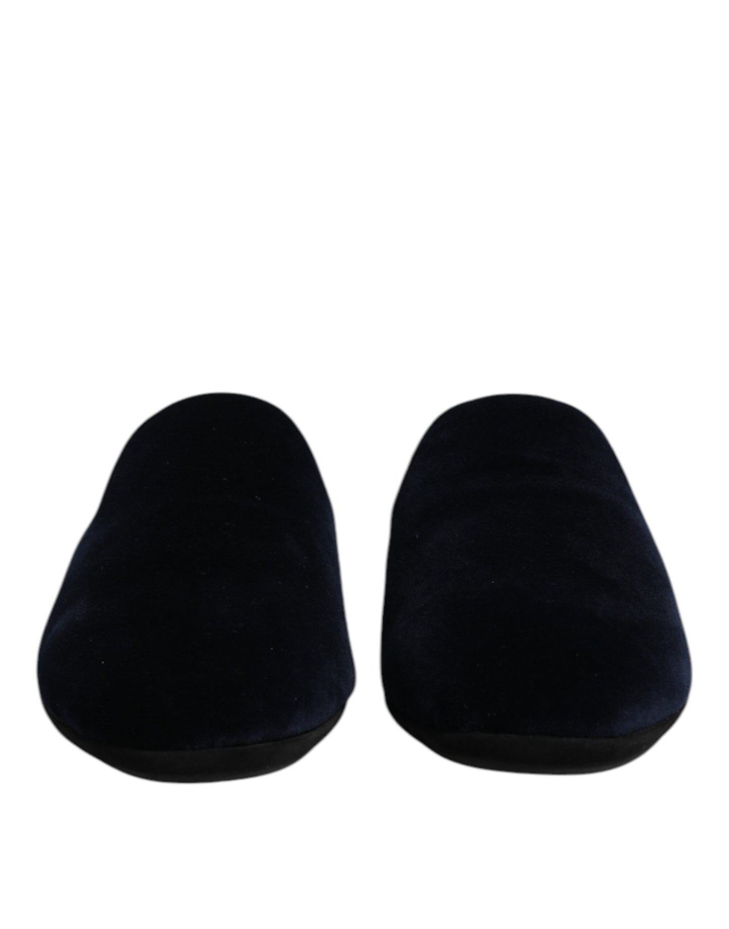Dark Blue Viscose Velvet Slides Flat Slipper Shoes