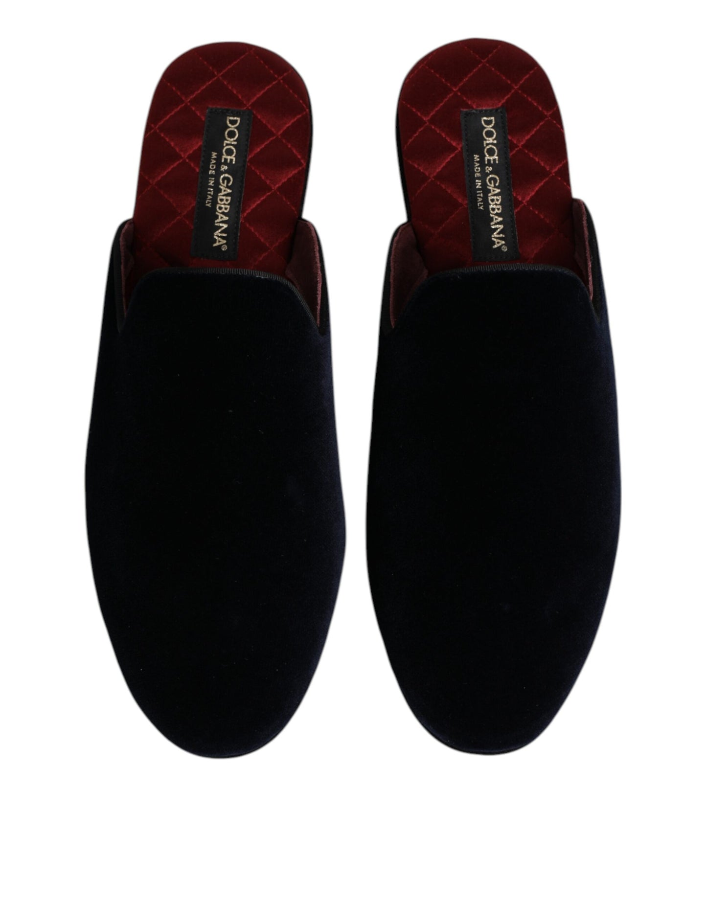 Dark Blue Viscose Velvet Slides Flat Slipper Shoes