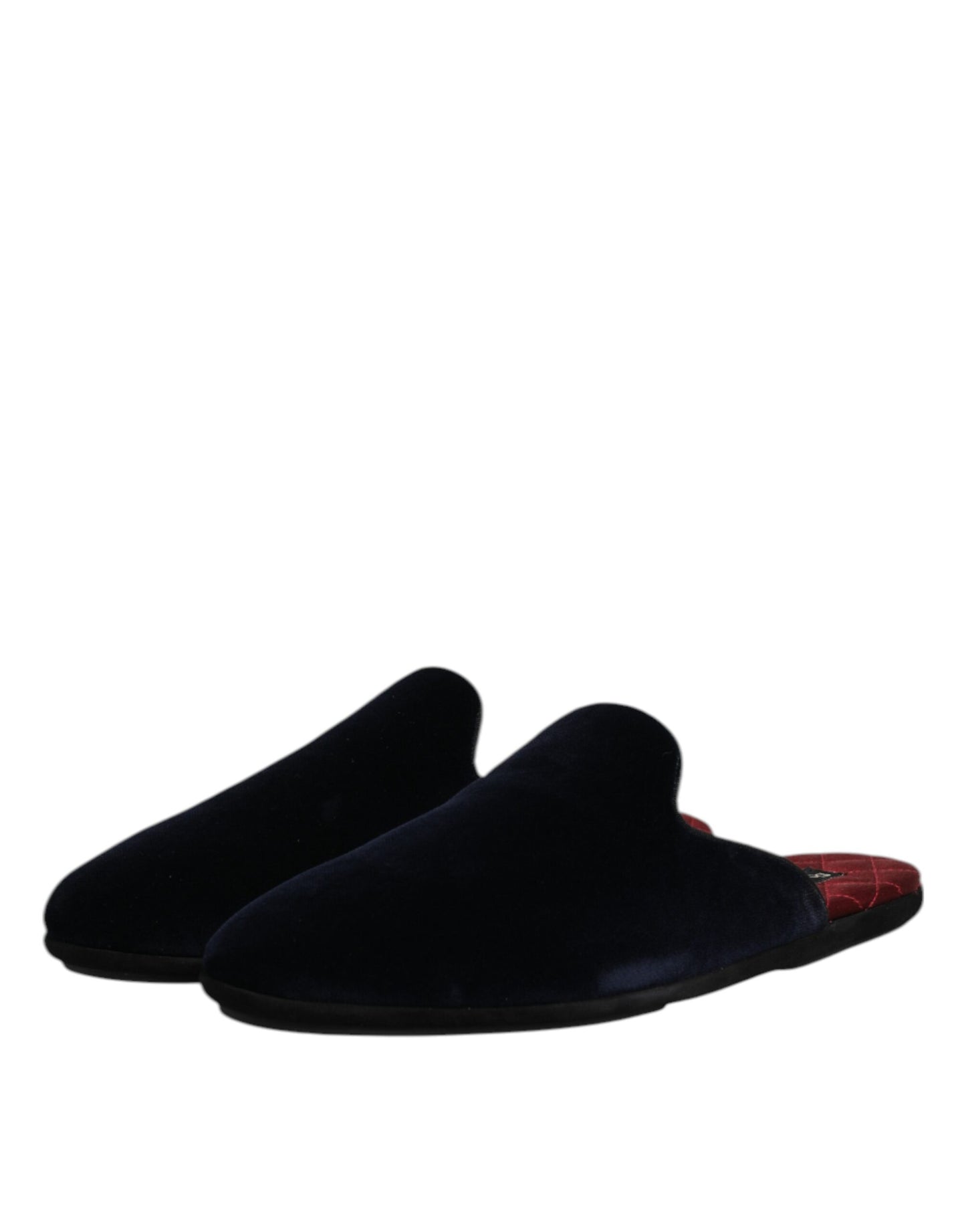 Dark Blue Viscose Velvet Slides Flat Slipper Shoes