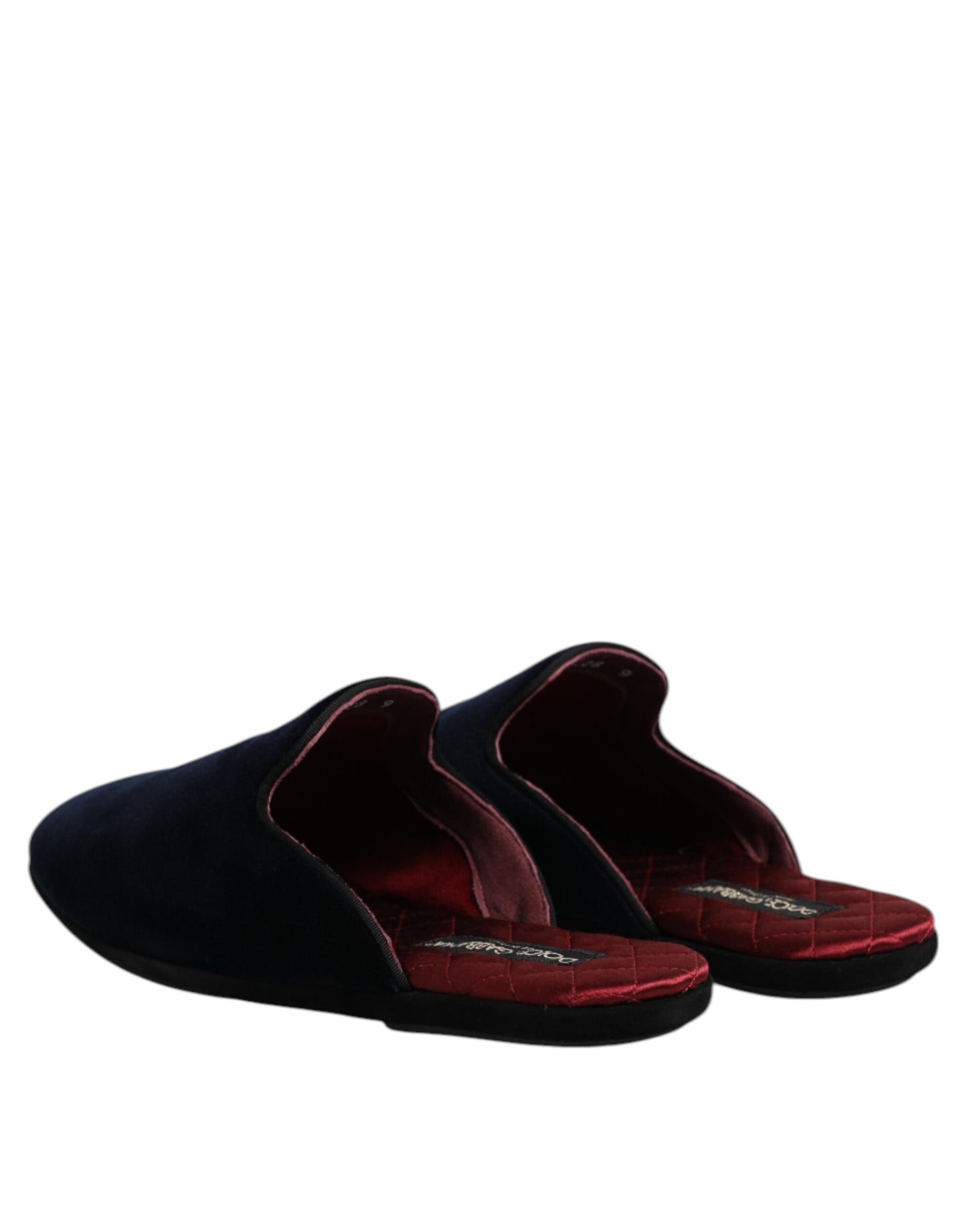 Dark Blue Viscose Velvet Slides Flat Slipper Shoes