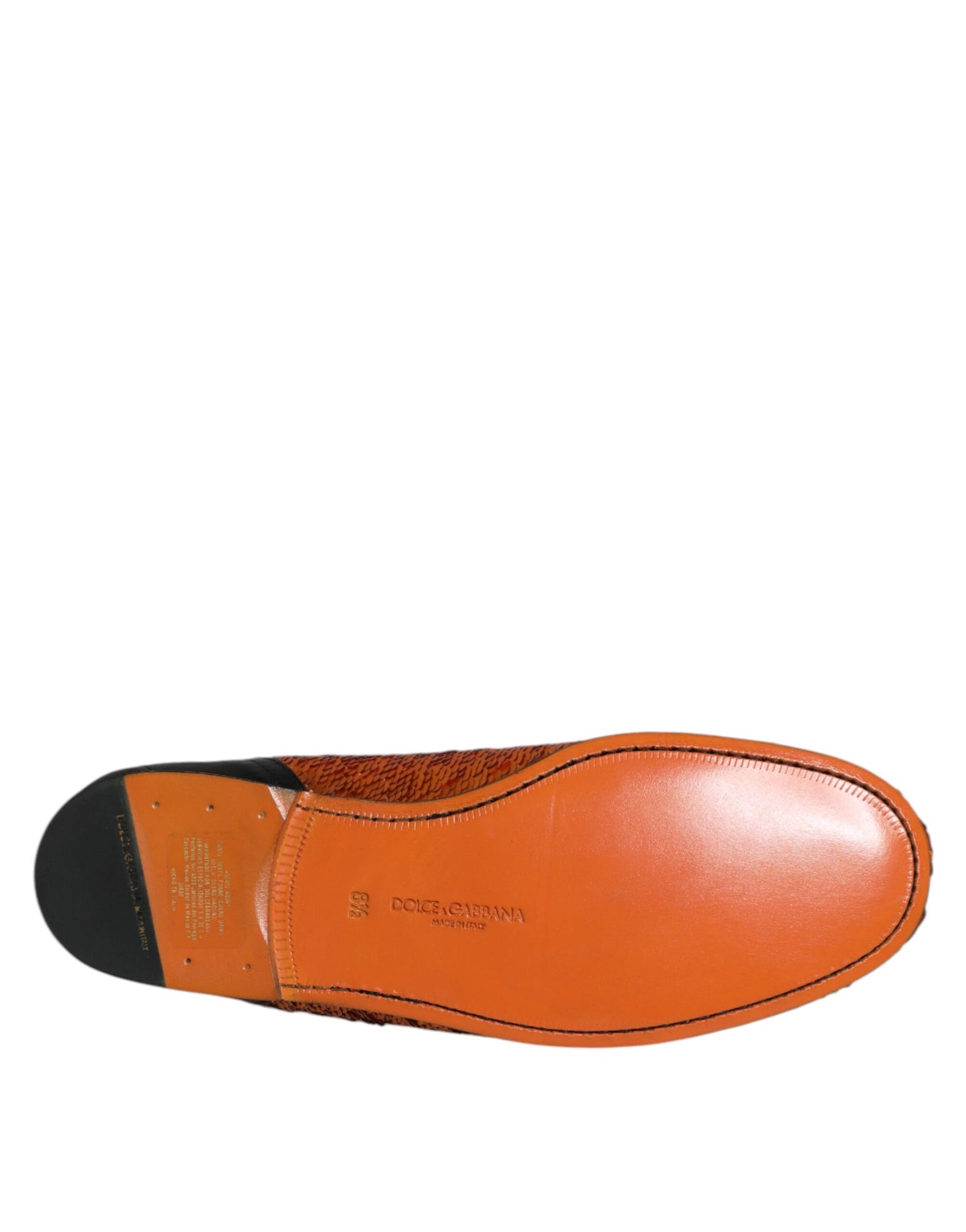 Dolce & Gabbana Orange Sequin Embellished Men Loafers Shoes