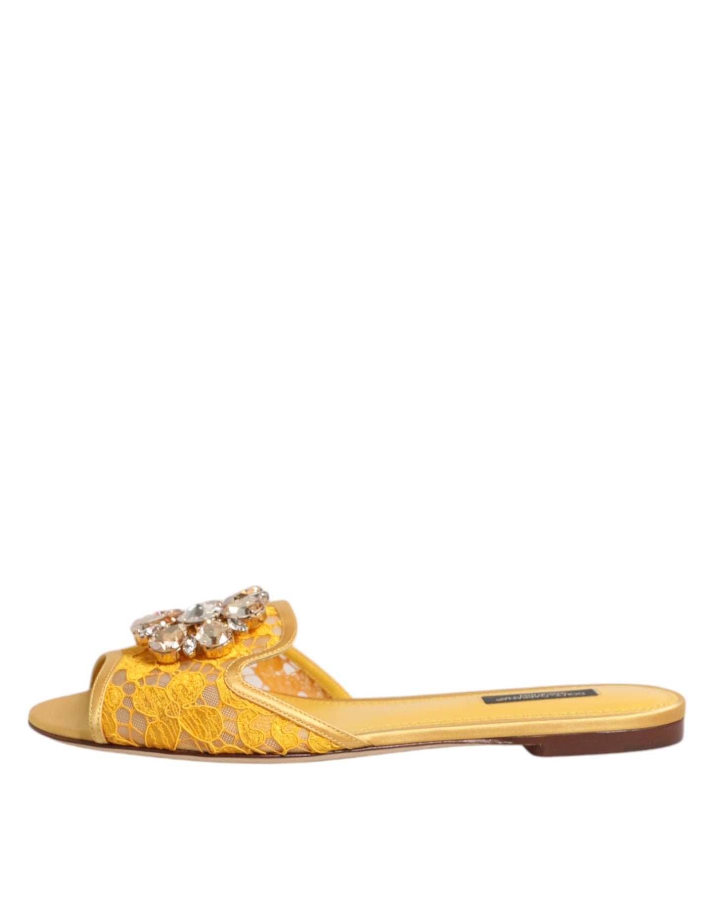 Yellow Taormina Slides Crystals Flats Shoes