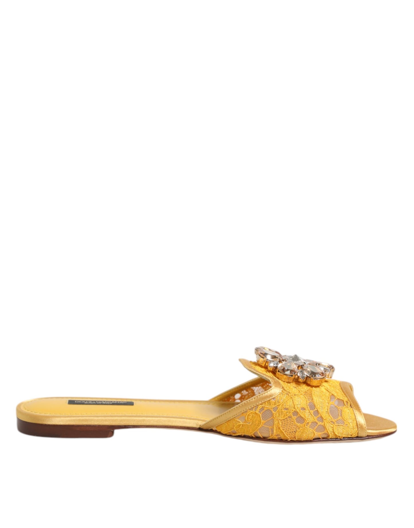 Yellow Taormina Slides Crystals Flats Shoes