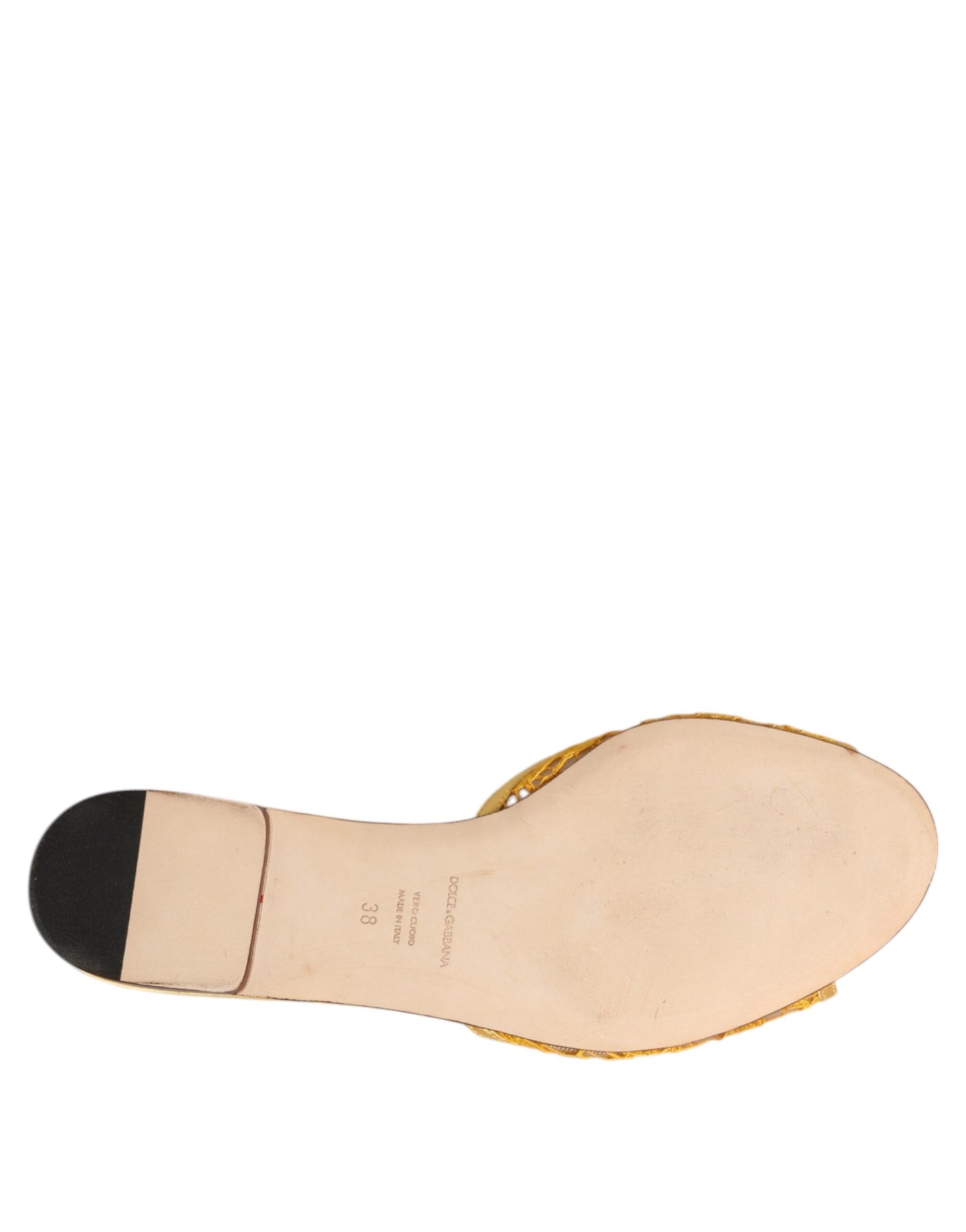 Yellow Taormina Slides Crystals Flats Shoes