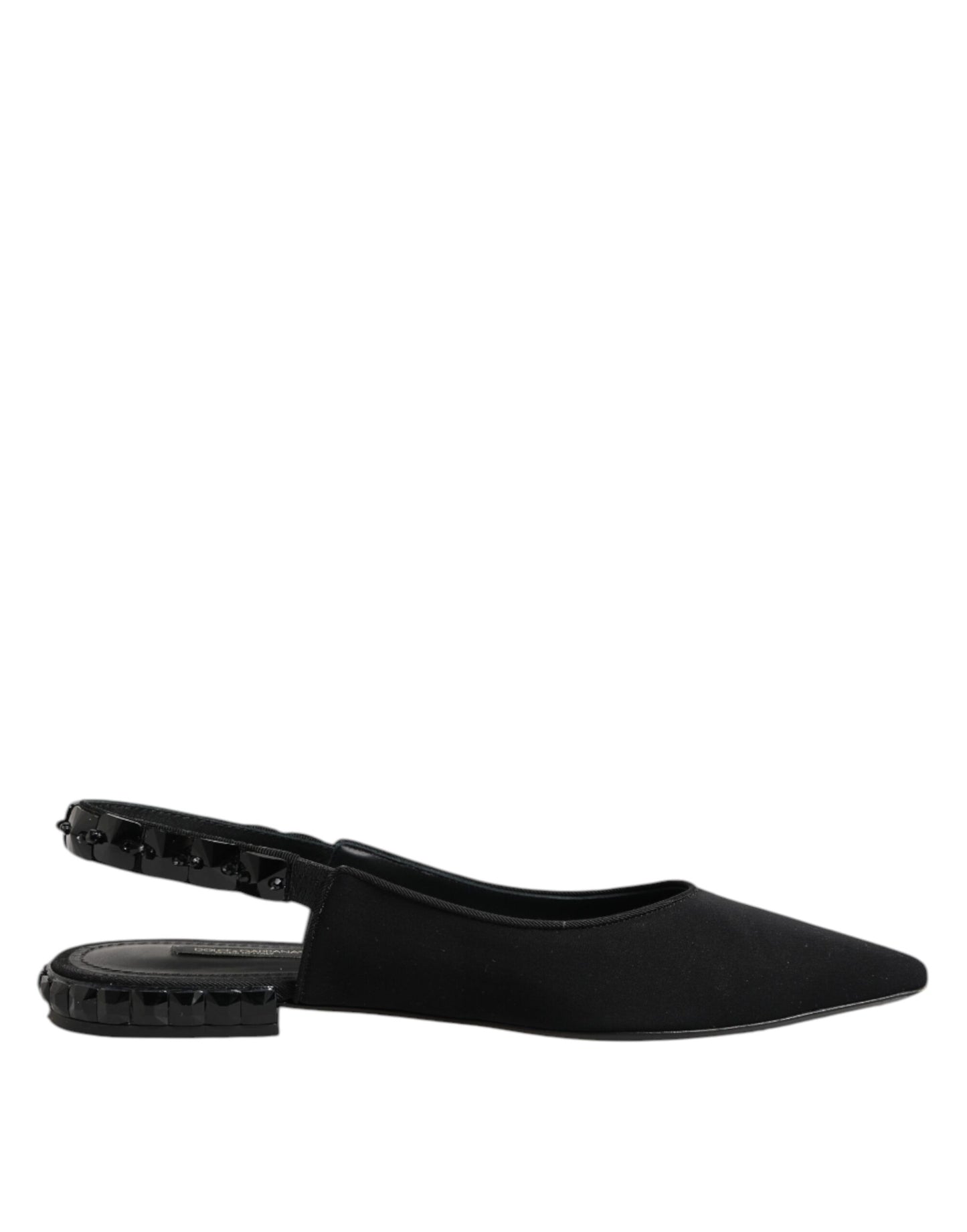 Dolce & Gabbana Black Crystal Charmeuse Slingback Shoes
