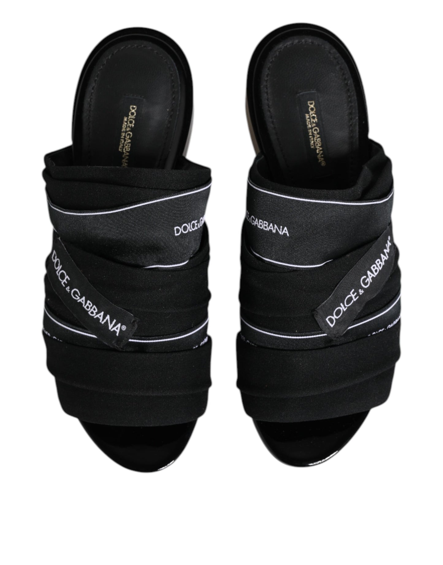 Dolce & Gabbana Black Slides Slip On Sandals Shoes