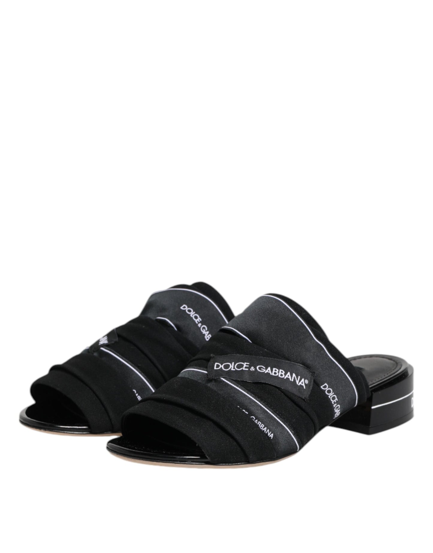 Dolce & Gabbana Black Slides Slip On Sandals Shoes