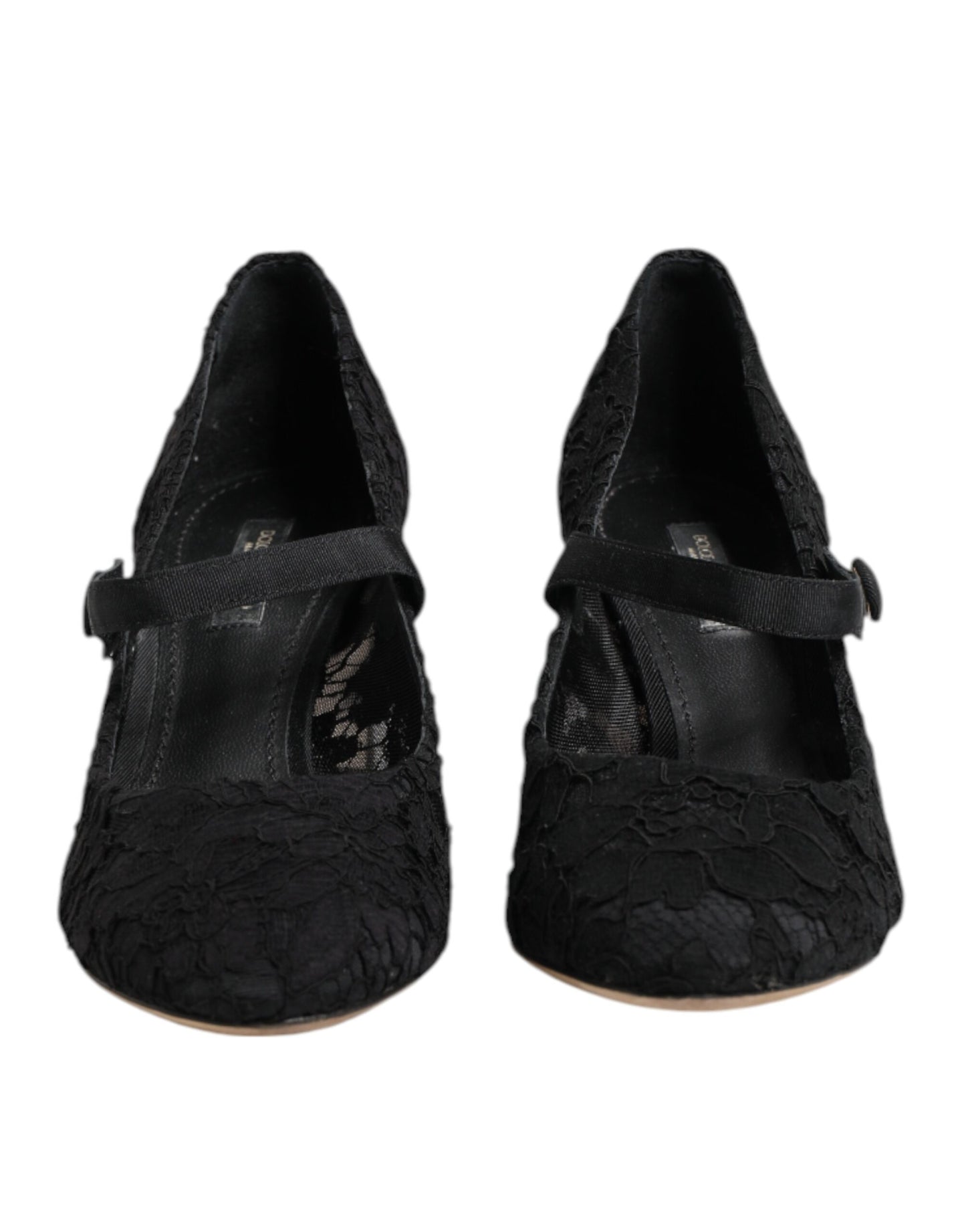 Dolce & Gabbana Black Mary Jane Taormina Lace Pumps Shoes
