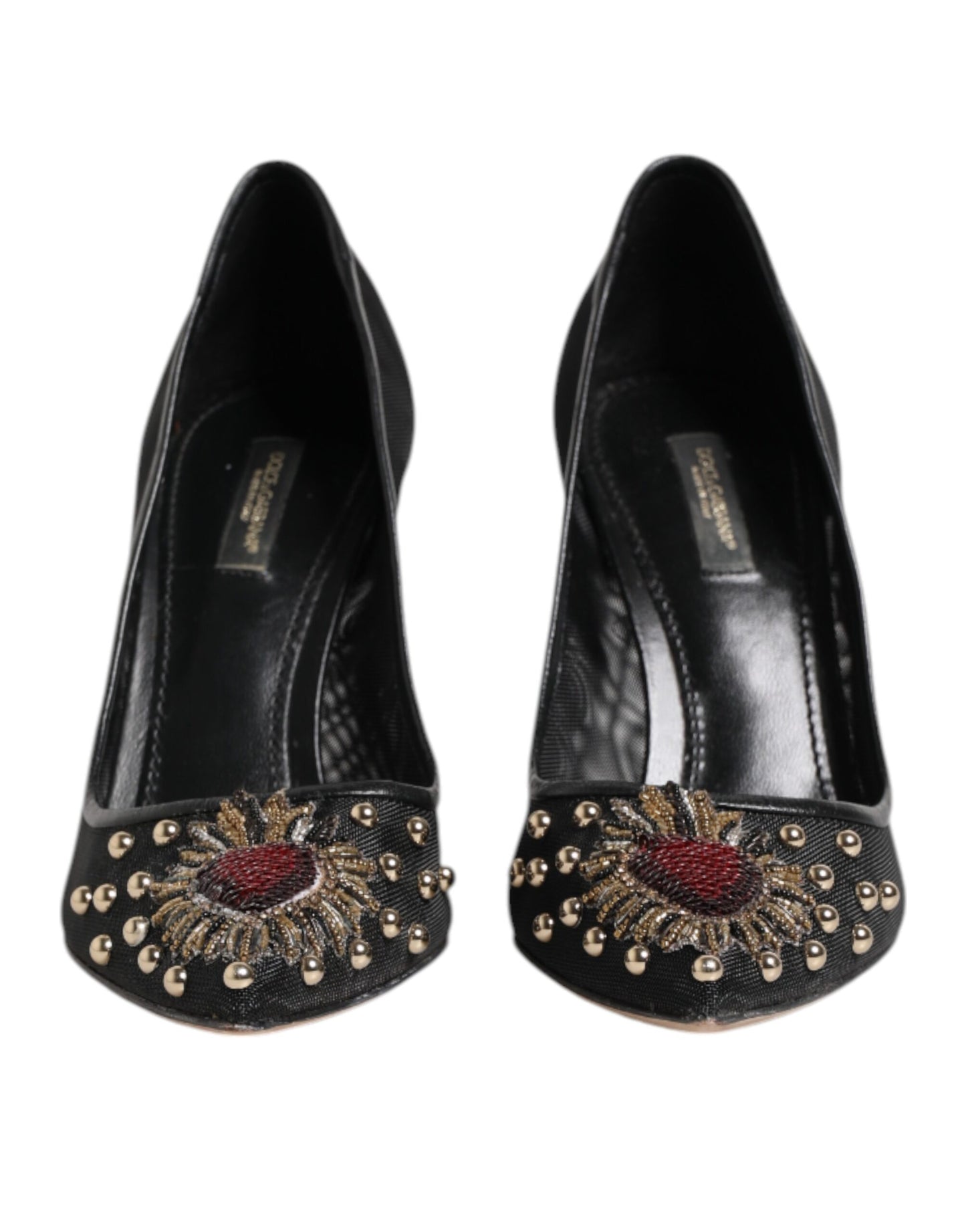 Black Sacred Heart Stiletto Heels Pumps Shoes