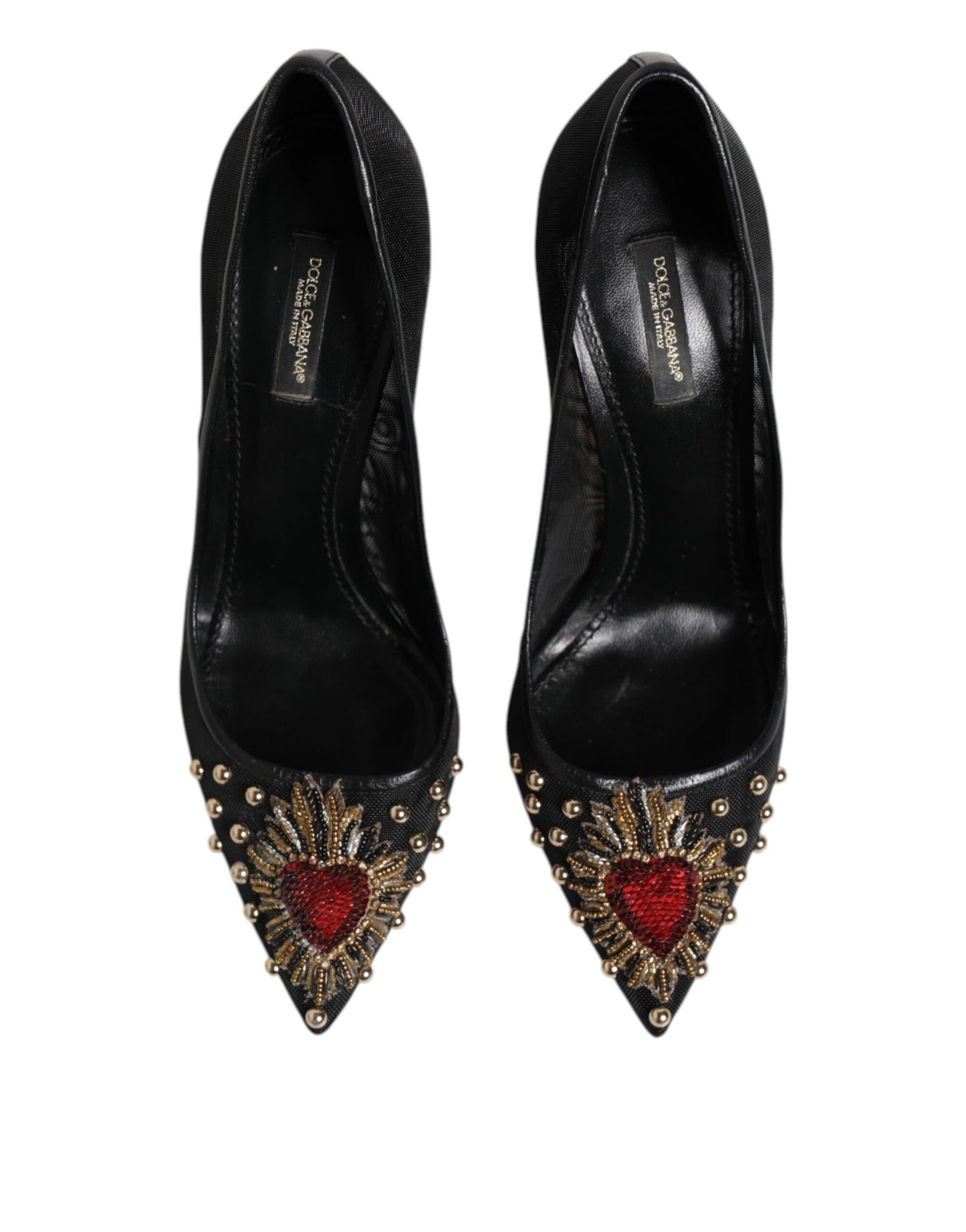 Black Sacred Heart Stiletto Heels Pumps Shoes