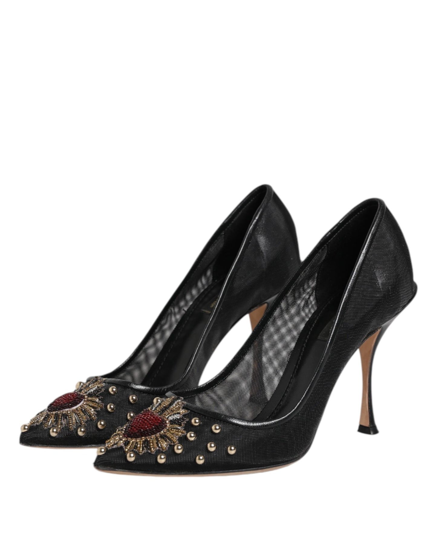 Black Sacred Heart Stiletto Heels Pumps Shoes