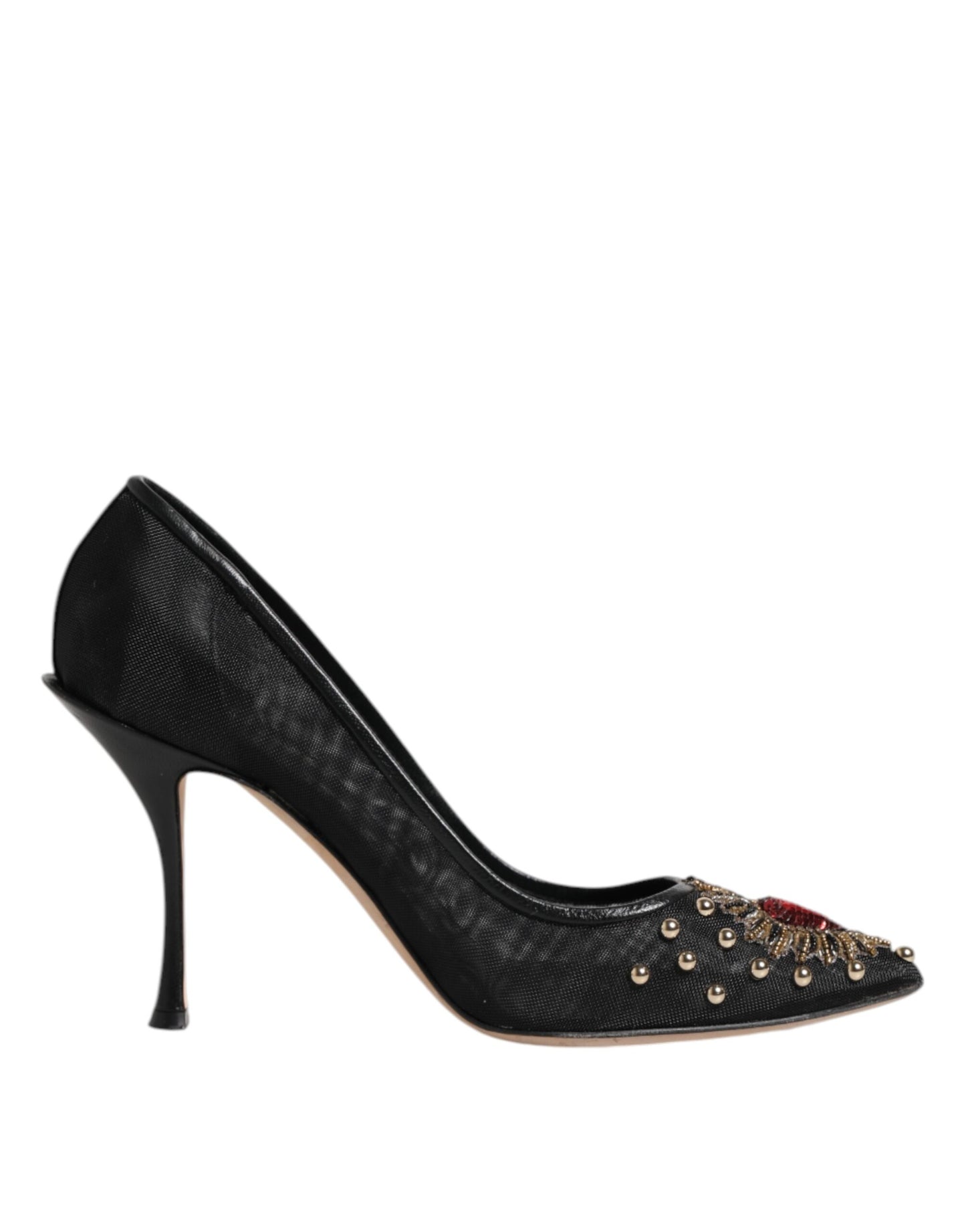Black Sacred Heart Stiletto Heels Pumps Shoes