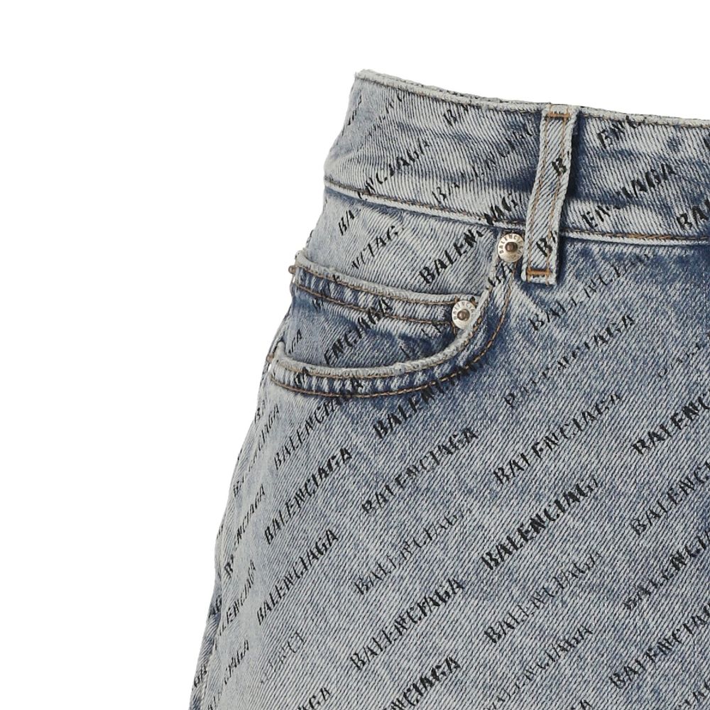 Logo Print Denim Skirt