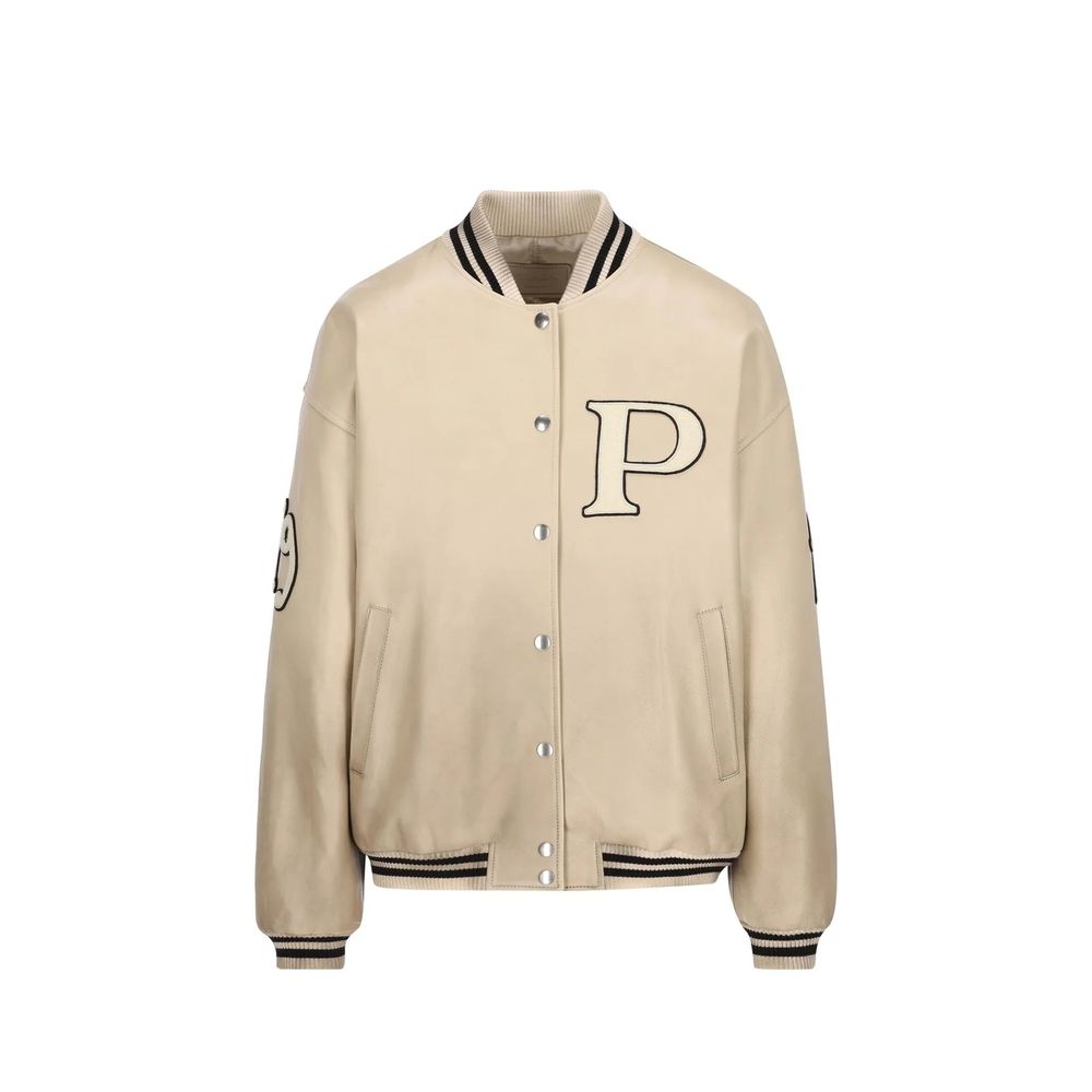 Padded Leather Varsity Jacket