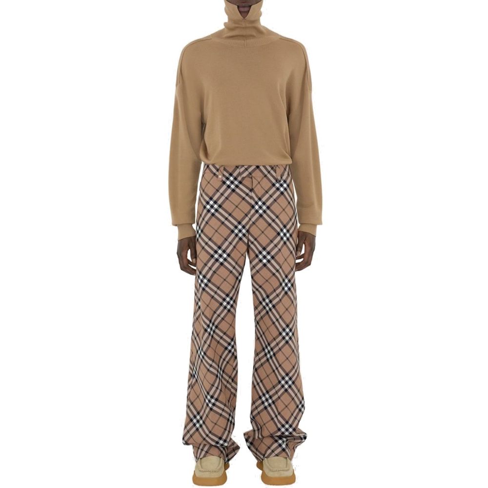 Wool Blend Check Pants