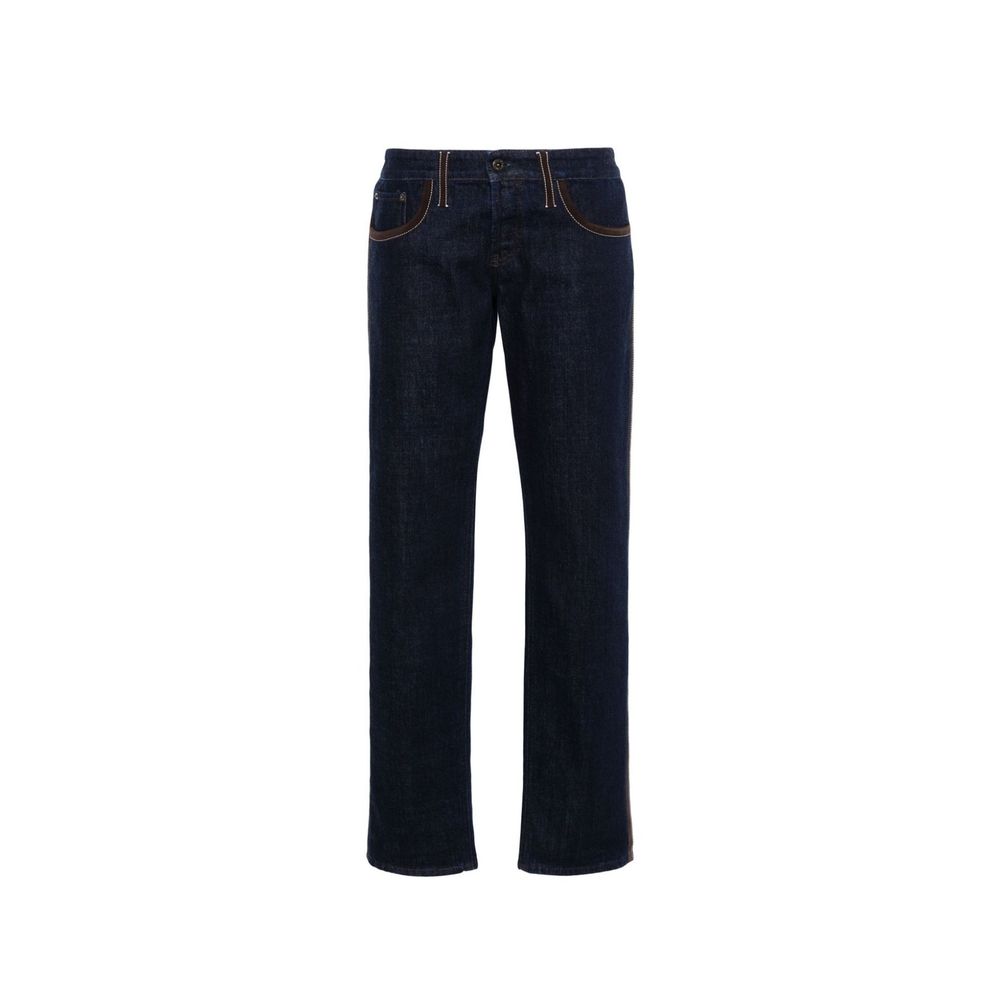 Piped-Trim Denim Jeans