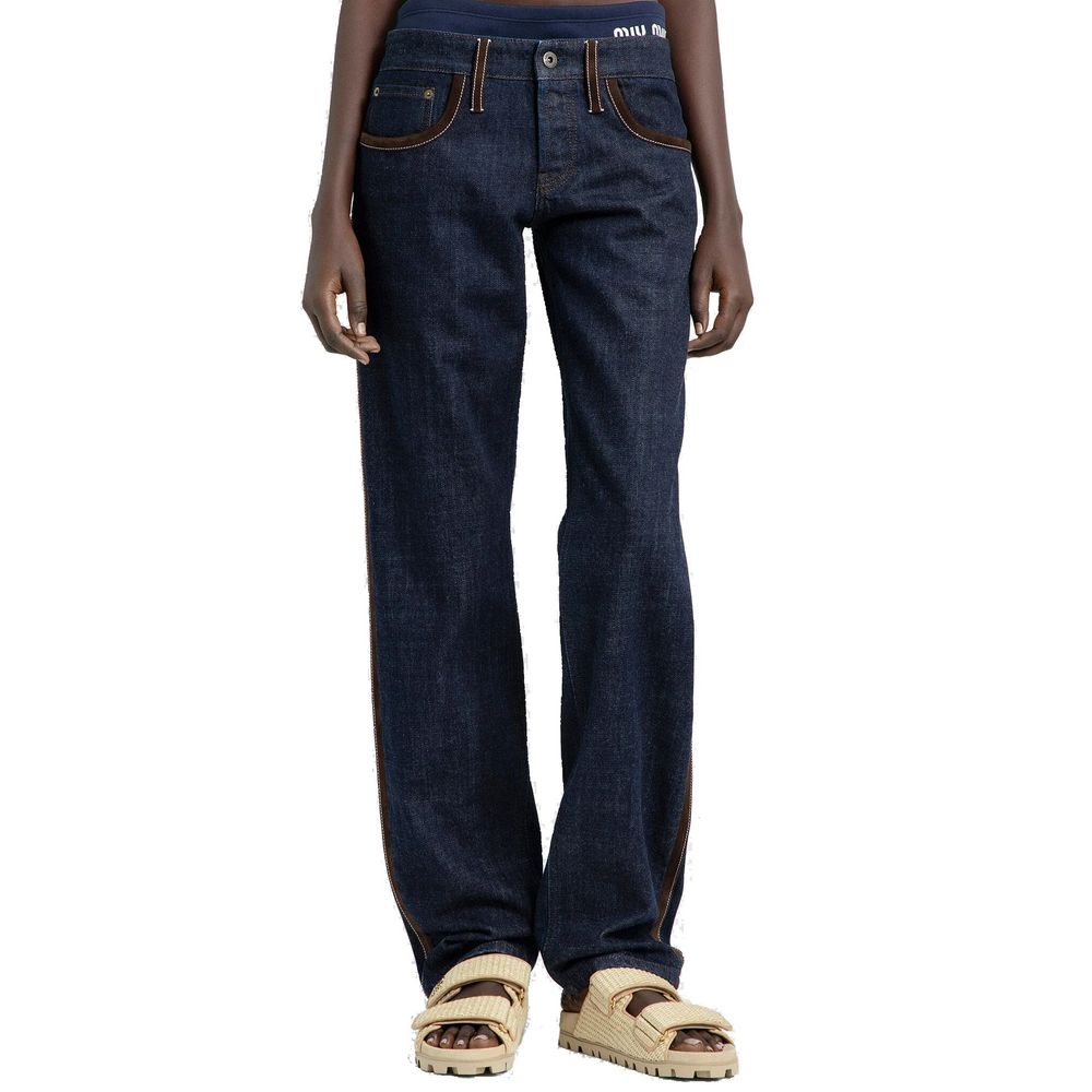 Piped-Trim Denim Jeans