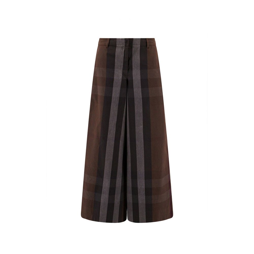 Checked Wide Leg Canvas Pants
