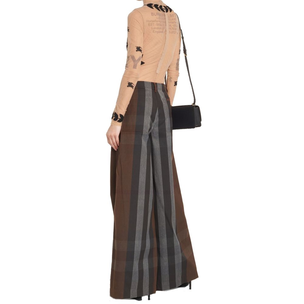 Checked Wide Leg Canvas Pants