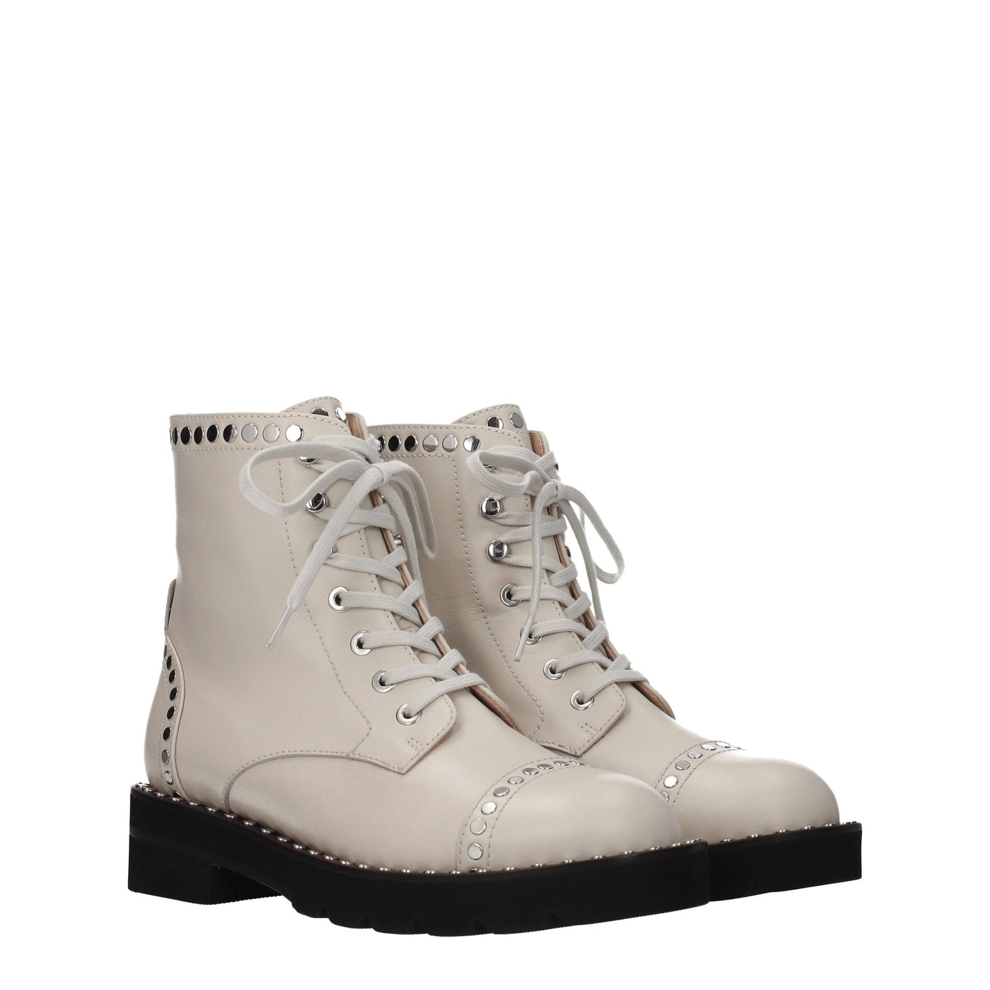 Beige Leather Ankle Boots