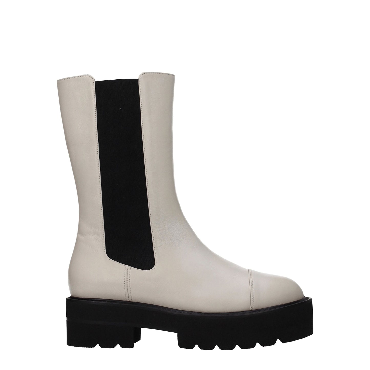 Beige Leather Ankle Boots