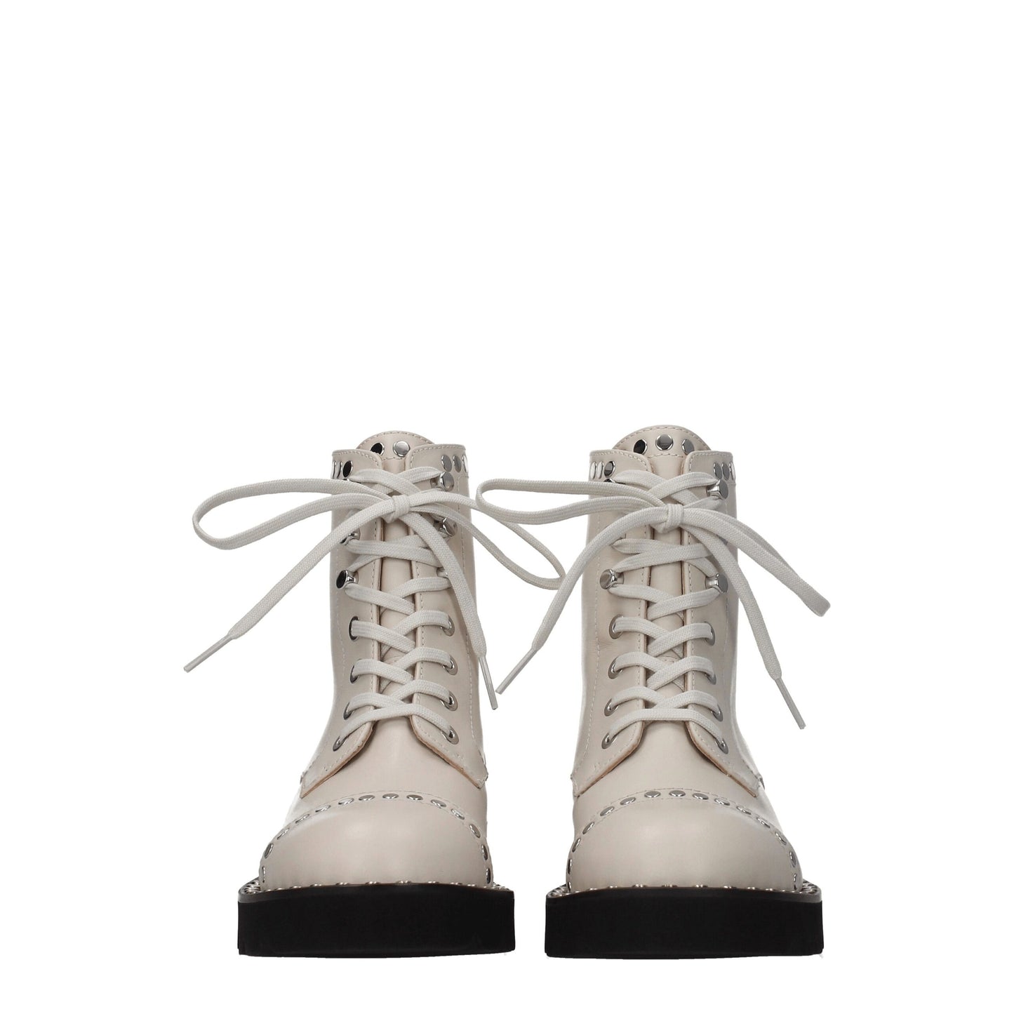 Beige Leather Ankle Boots