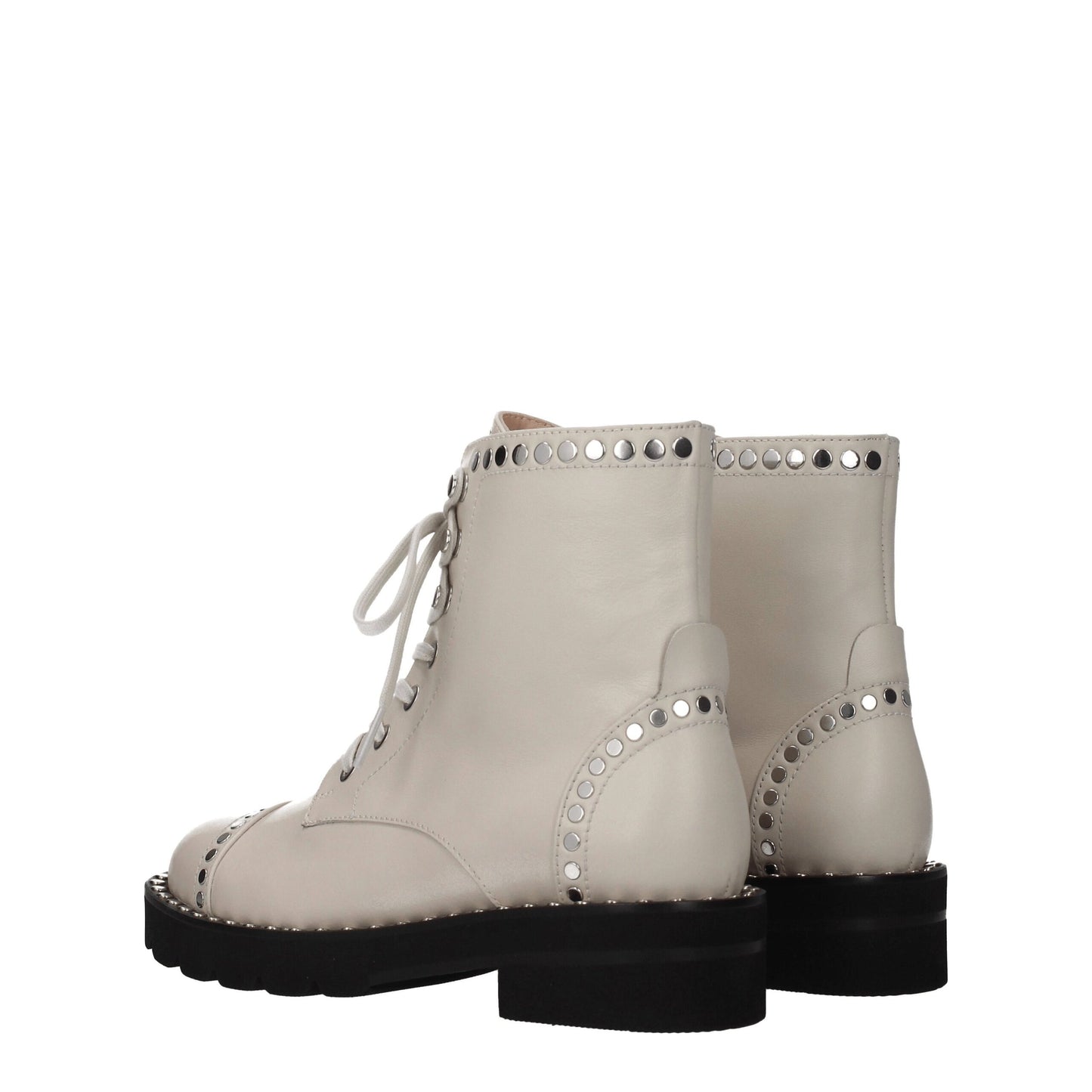 Beige Leather Ankle Boots