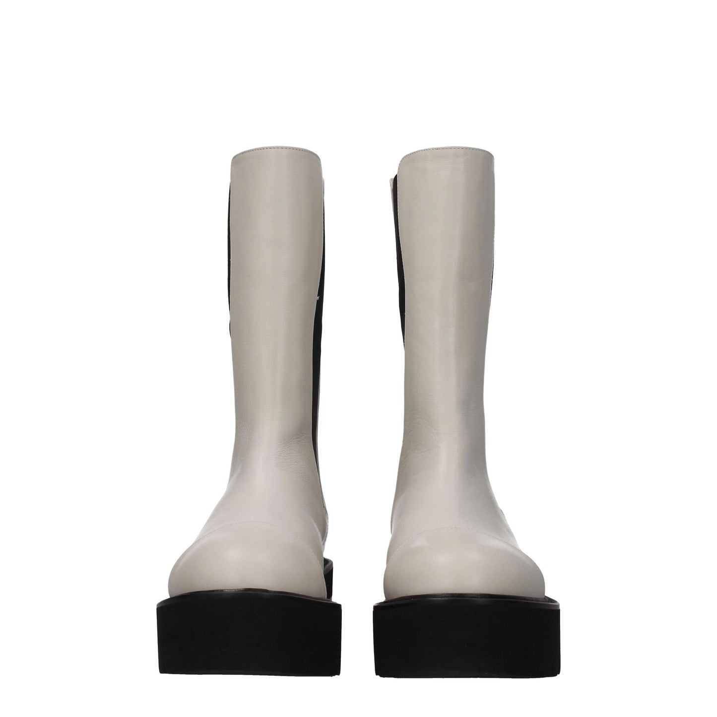 Beige Leather Ankle Boots