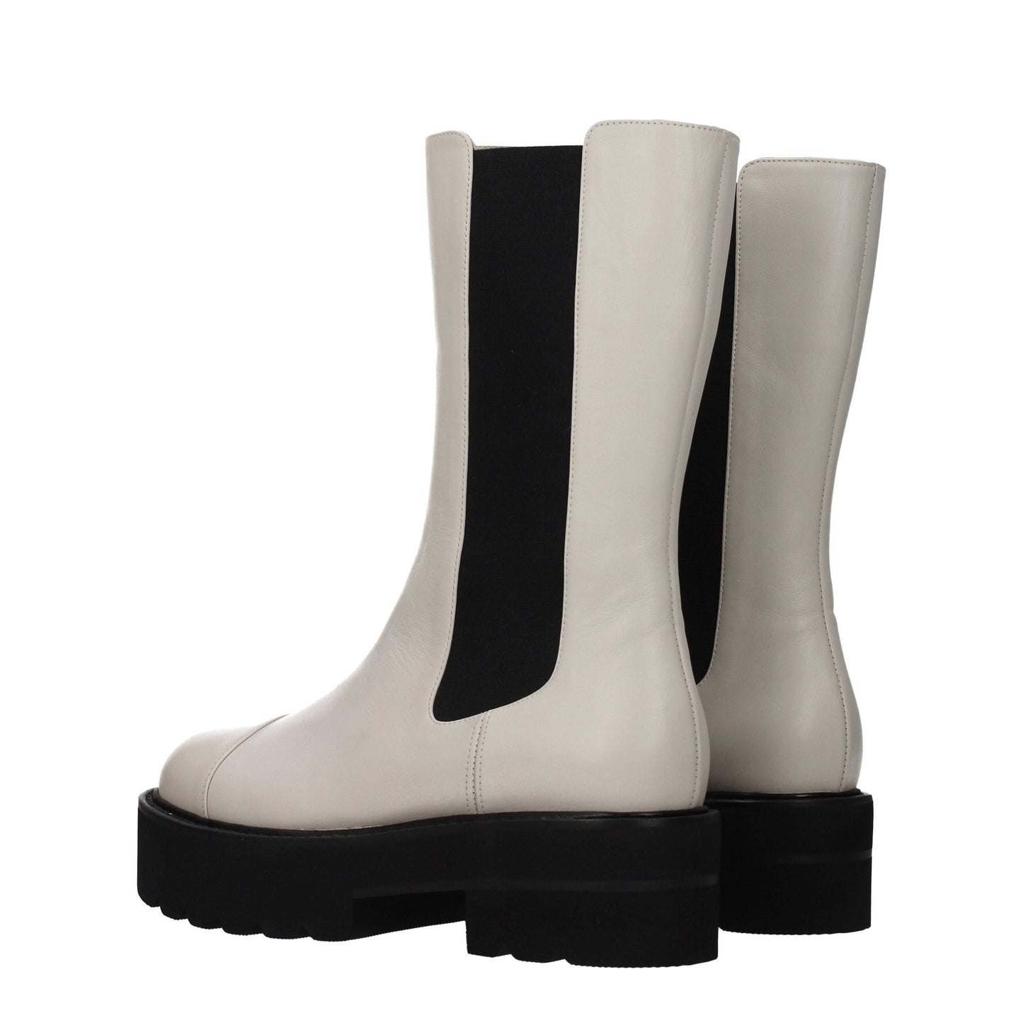 Beige Leather Ankle Boots