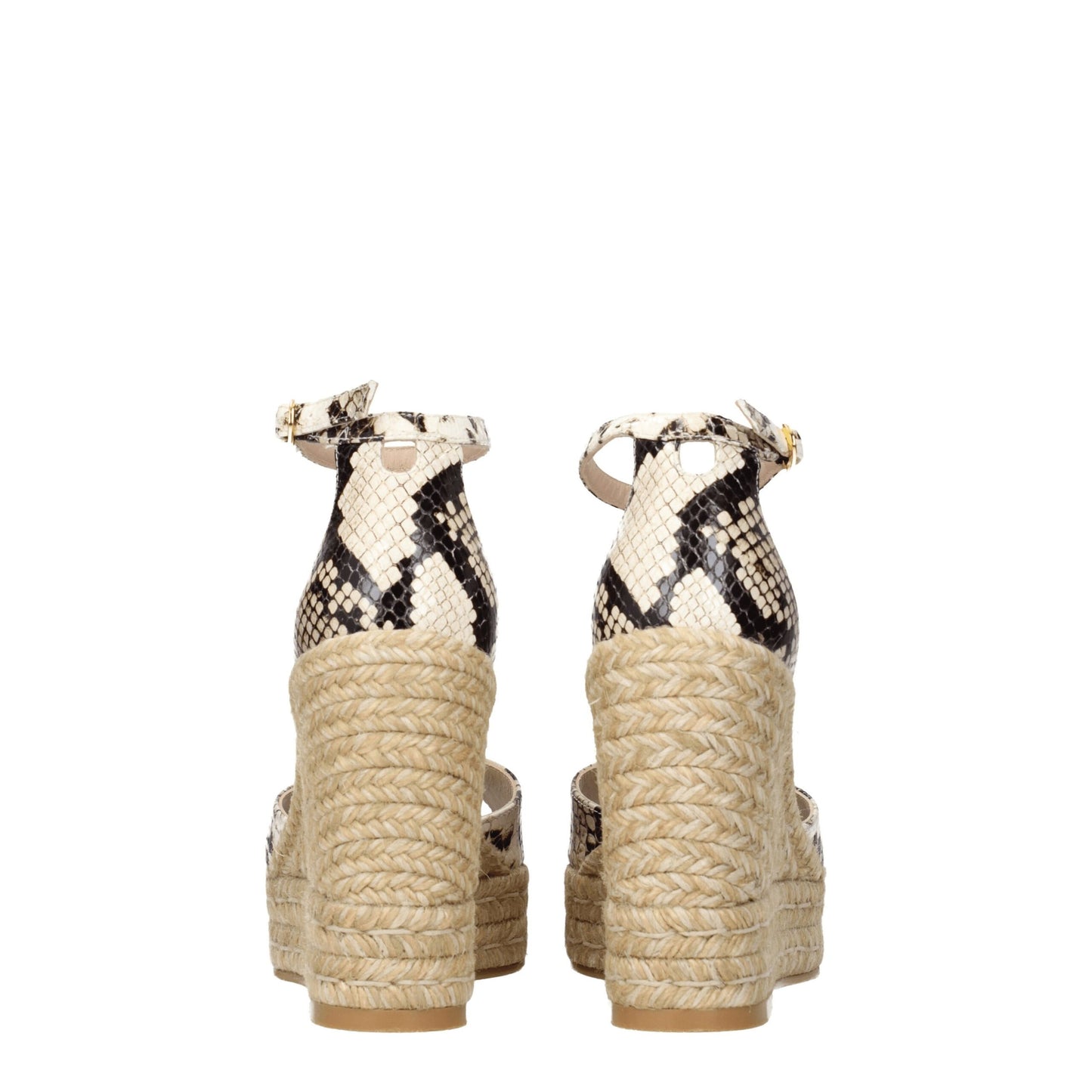 Beige Leather Wedges Sandals