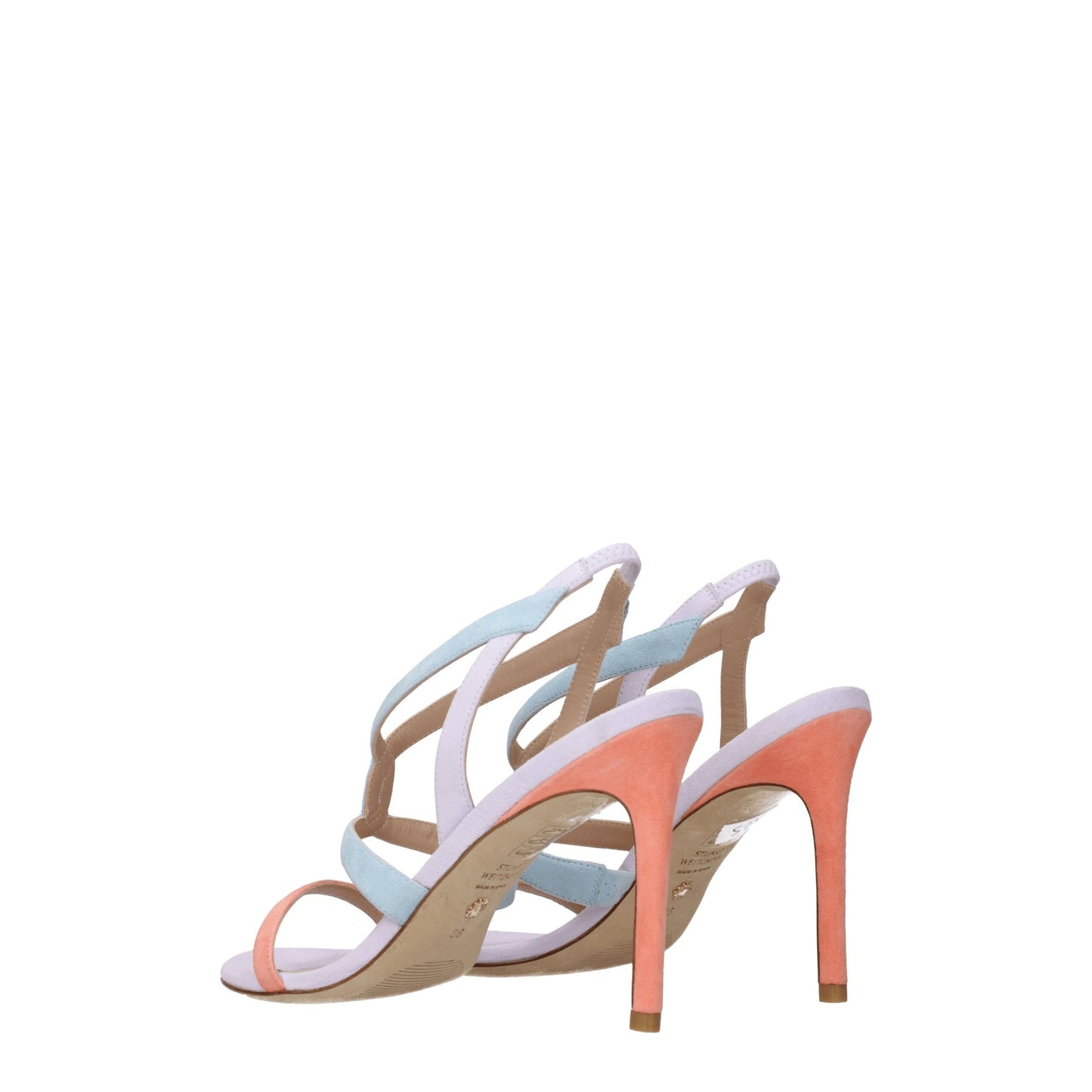 Multicolor Leather Stiletto Heels Sandals
