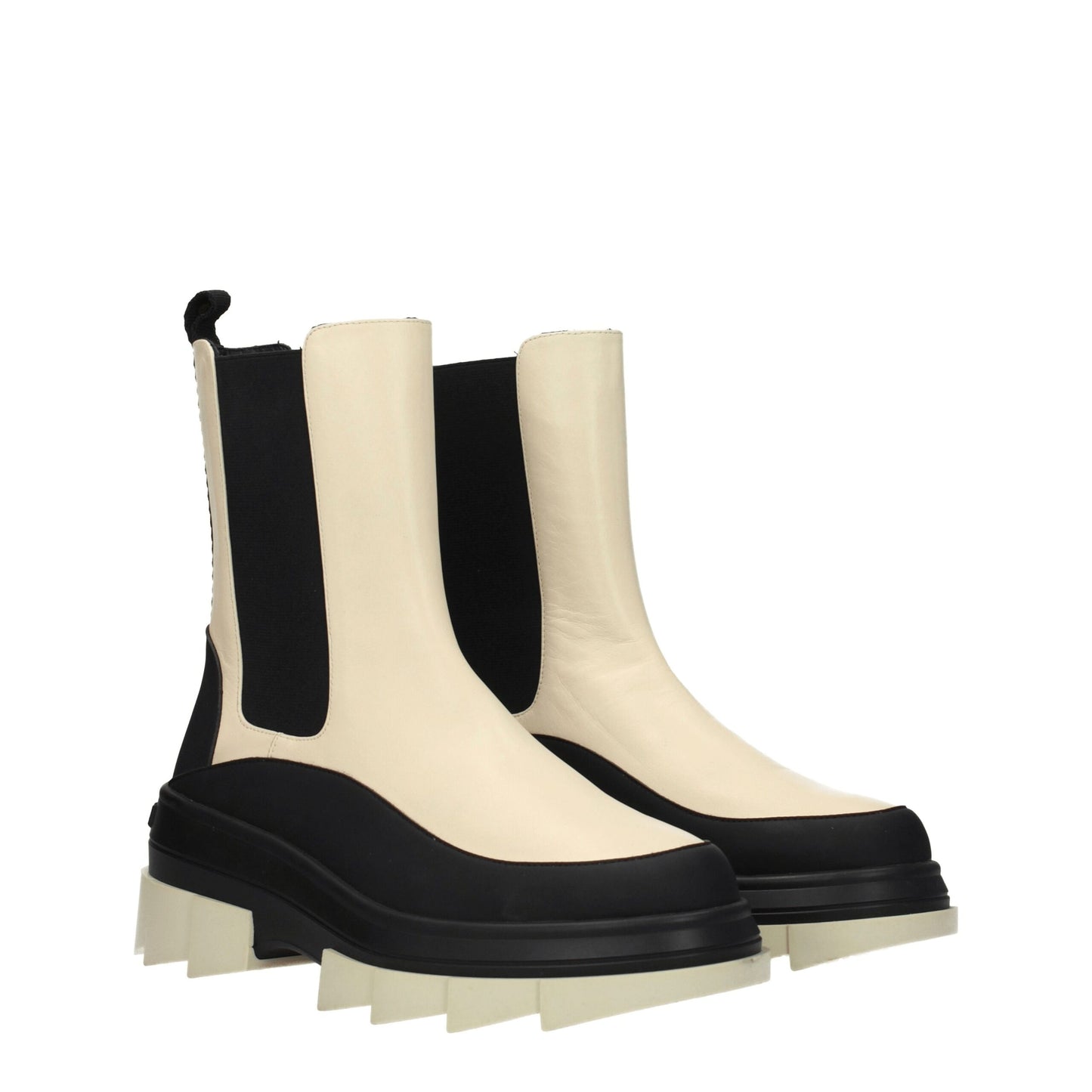 Beige Leather Ankle Boots