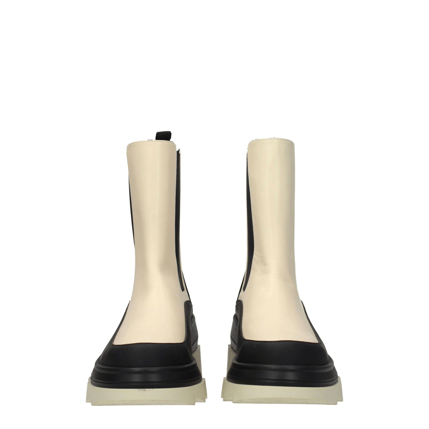 Beige Leather Ankle Boots