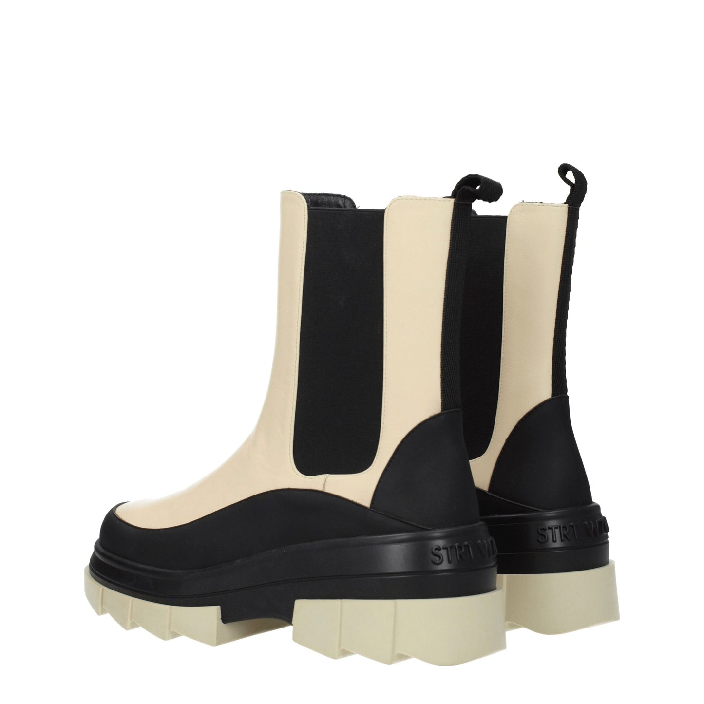 Beige Leather Ankle Boots