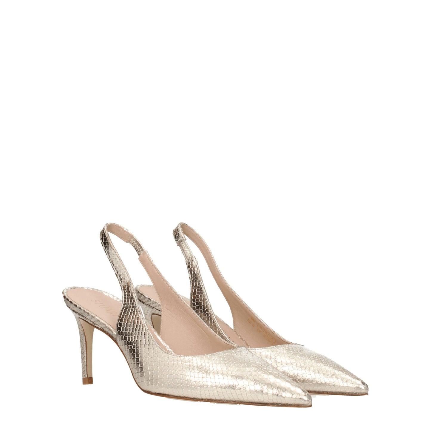 Gold Leather High Heel Pumps