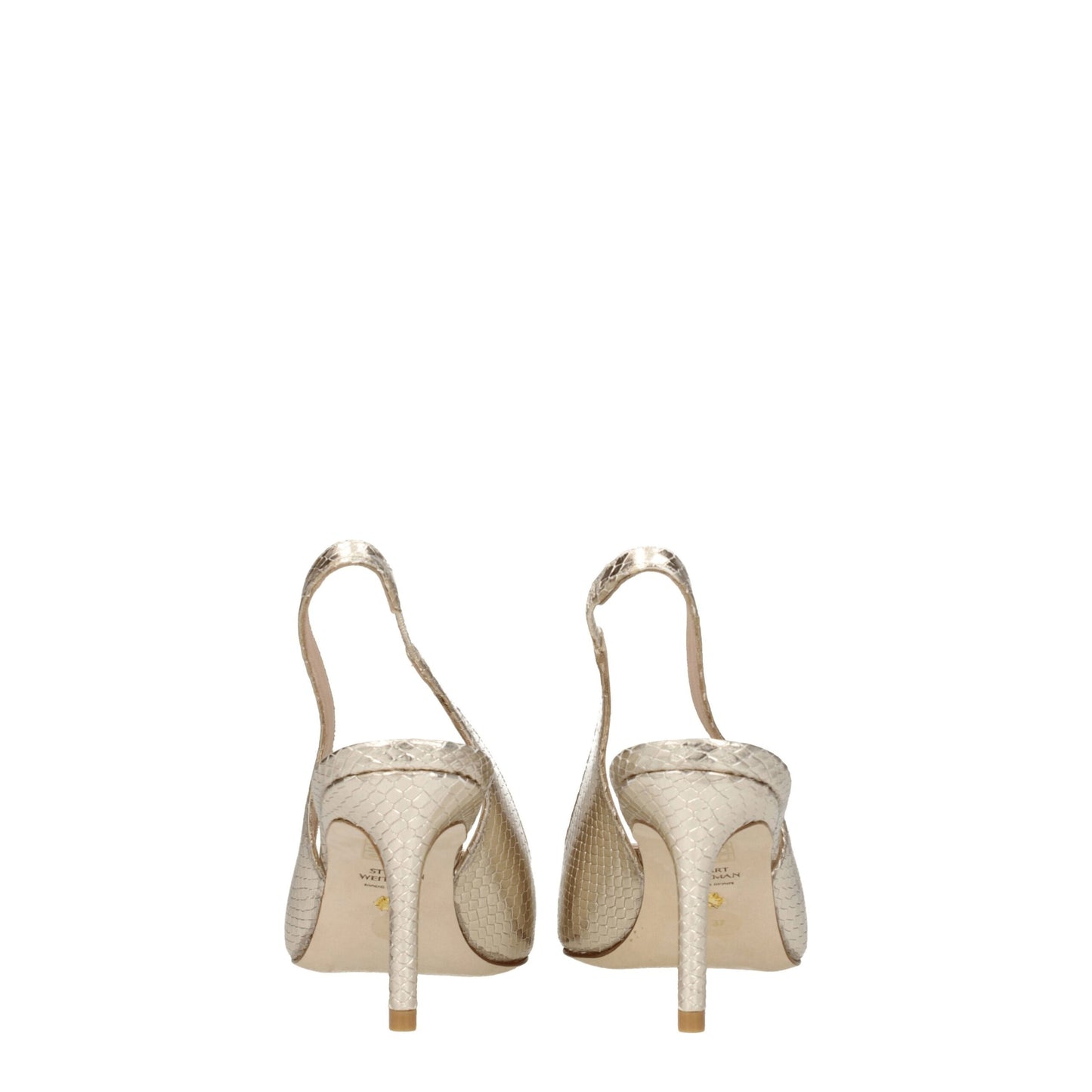 Gold Leather High Heel Pumps