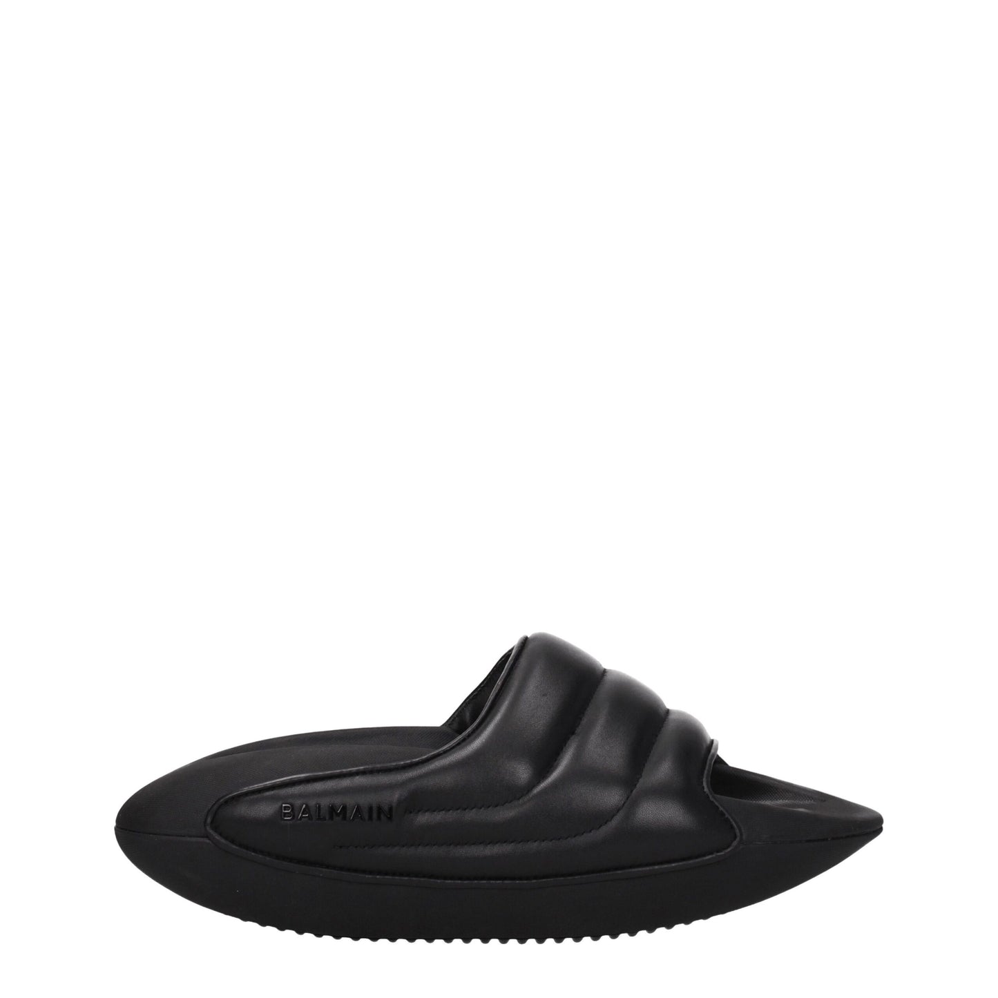 Black Leather Slippers Sandals