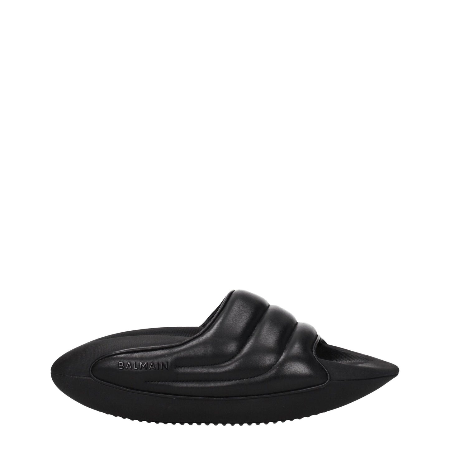 Black Leather Slippers Sandals