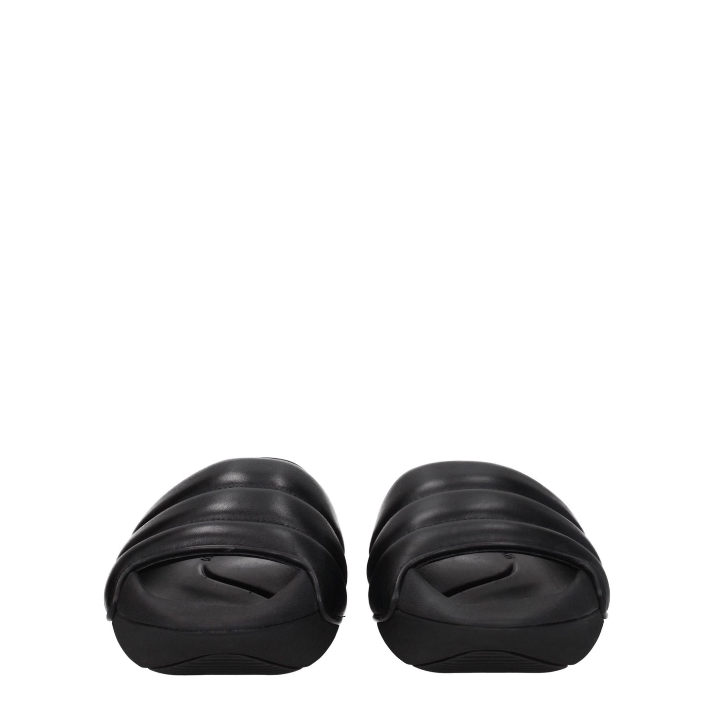 Black Leather Slippers Sandals