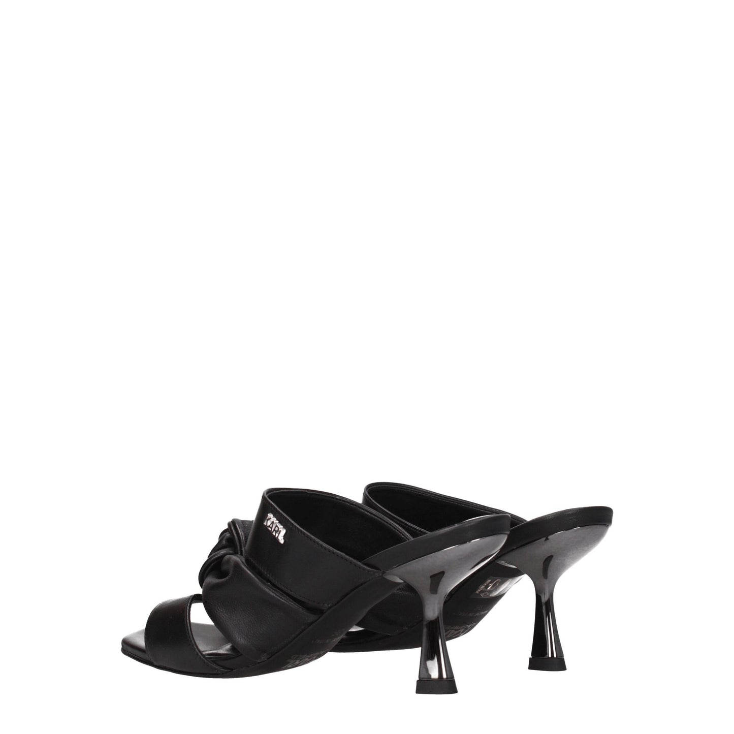 Black Leather Stiletto Heels Sandals
