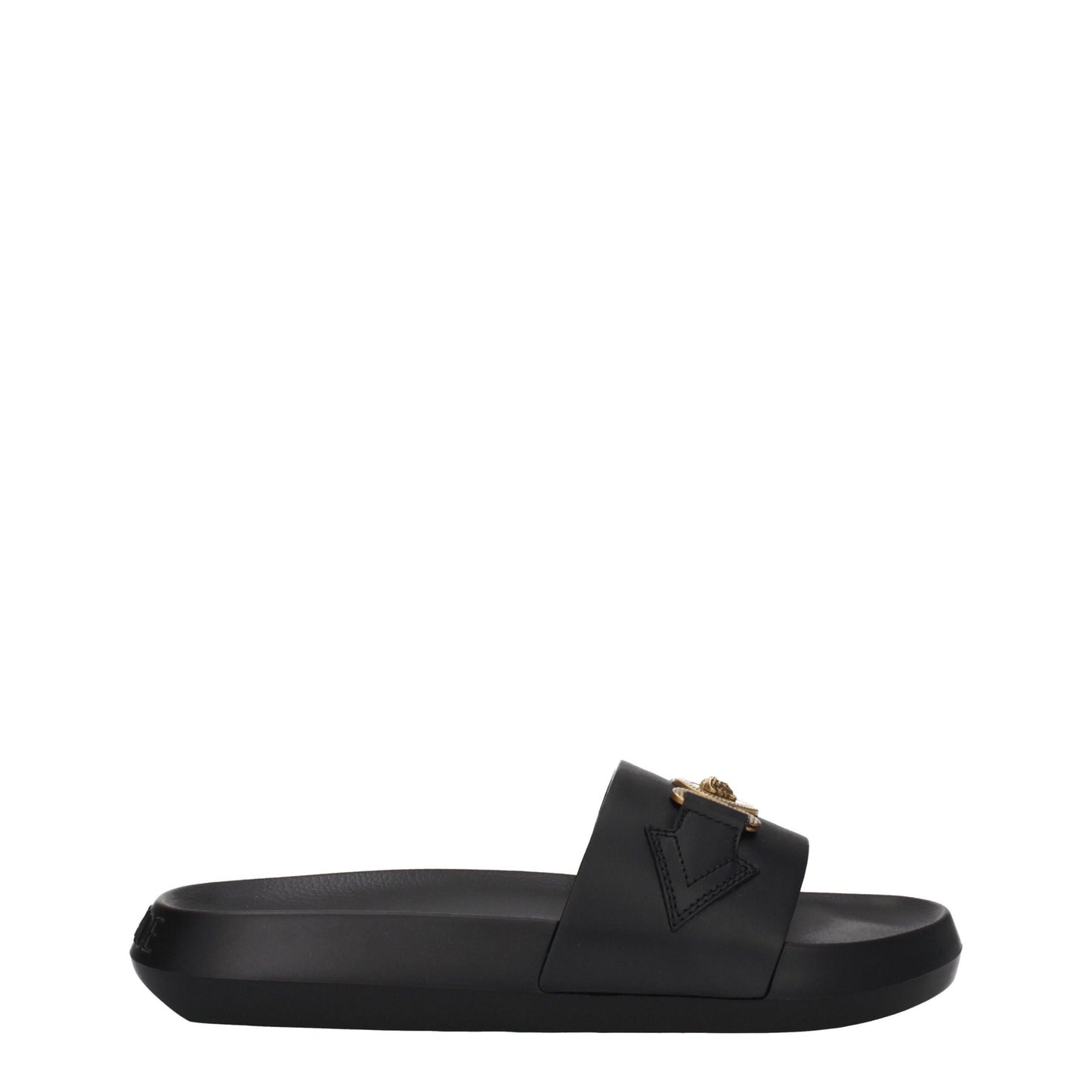 Black Leather Slippers Sandals