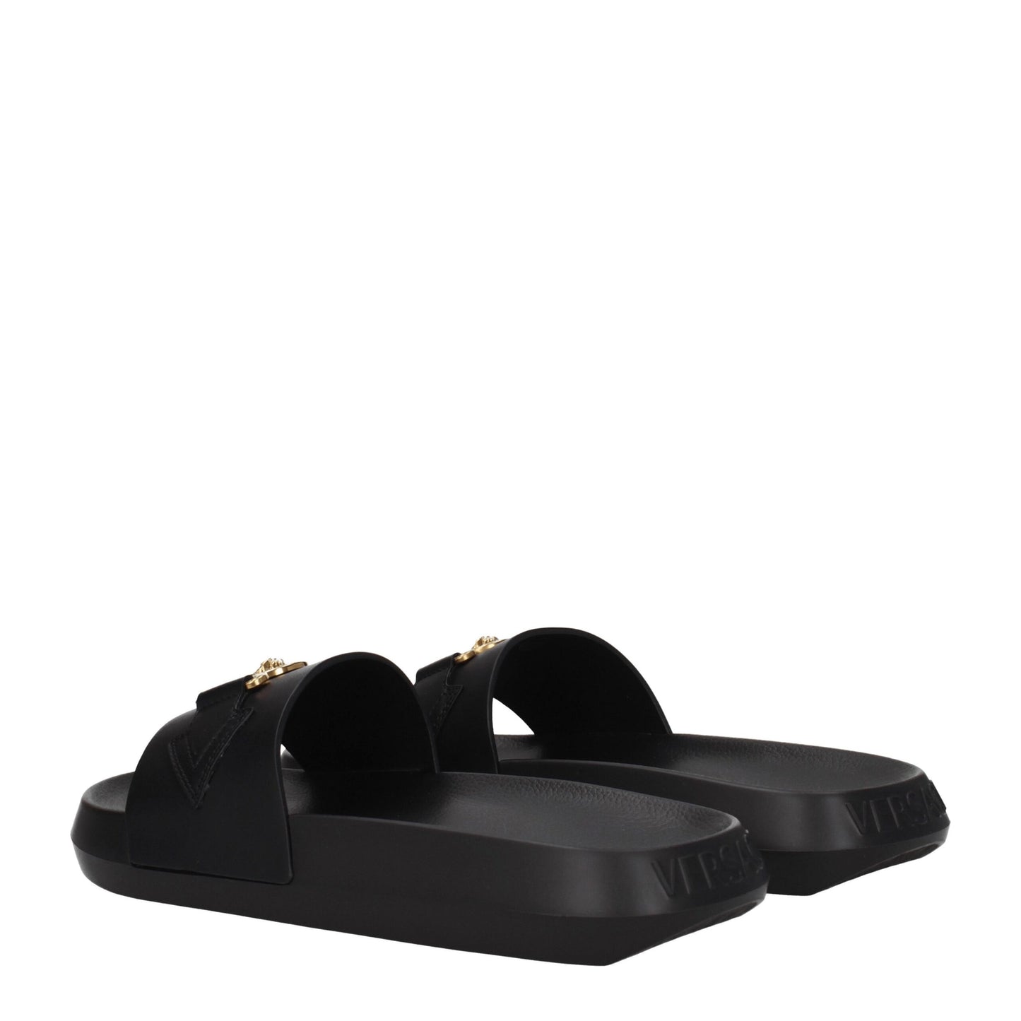Black Leather Slippers Sandals