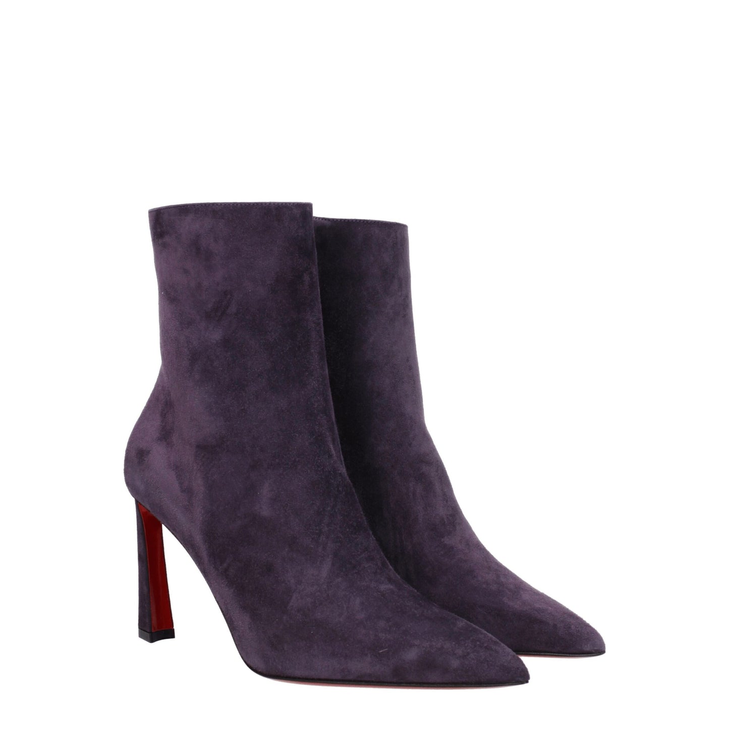 Purple Leather Ankle Boots