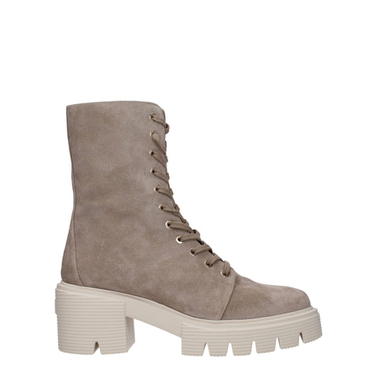 Beige Leather Ankle Boots