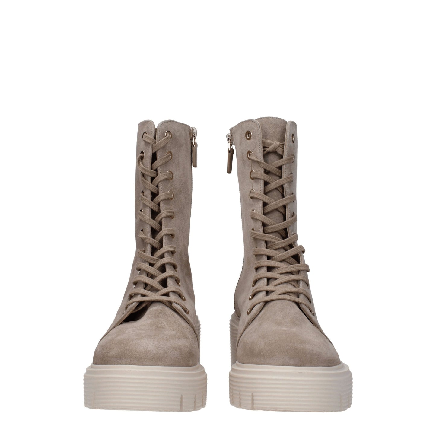 Beige Leather Ankle Boots