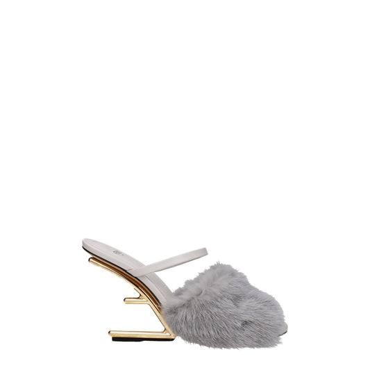 Gray Mink Slippers Sandals