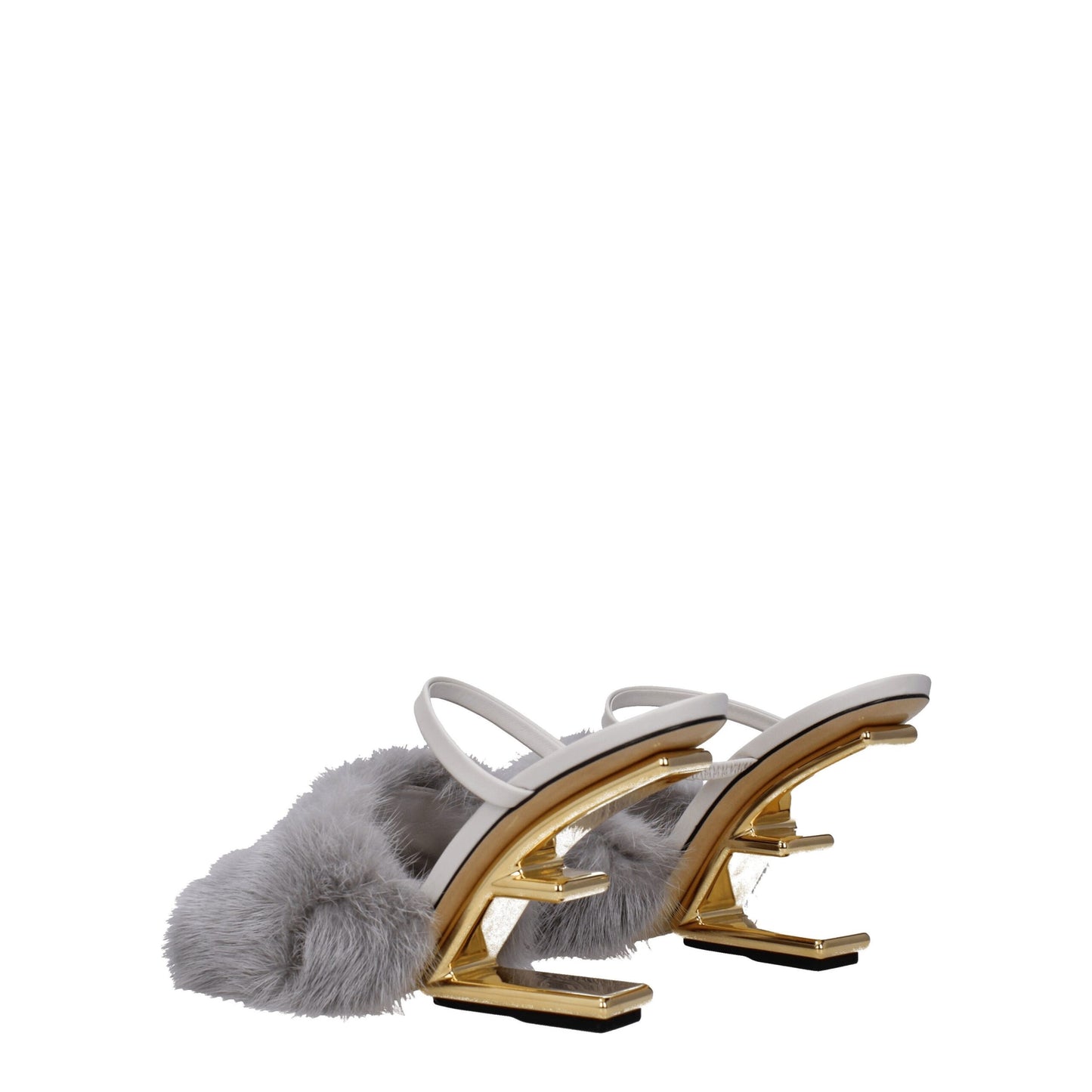 Gray Mink Slippers Sandals